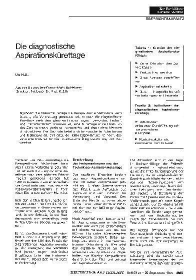 Vorschauseite 1: Die diagnostische Aspirationskürettage