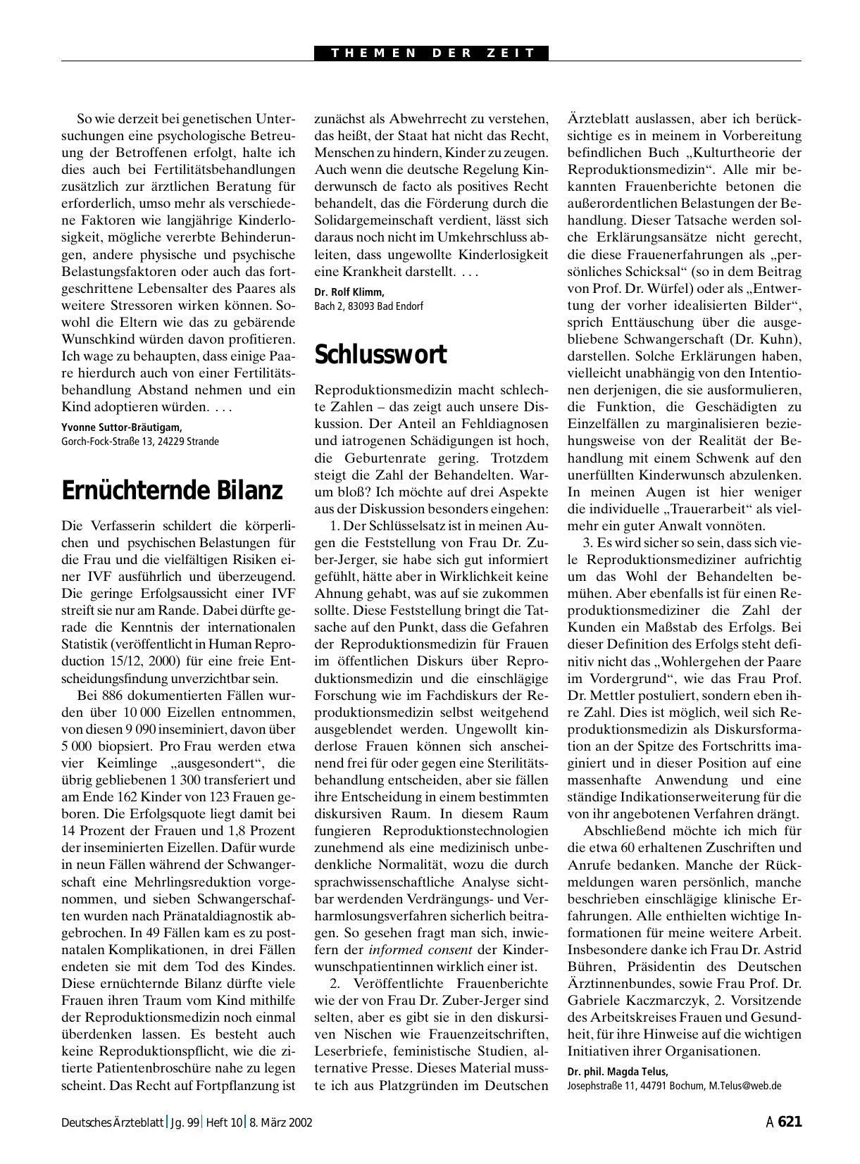 Vorschauseite 1: Reproduktionsmedizin - Zwischen Trauma und Tabu: Ernüchternde Bilanz
