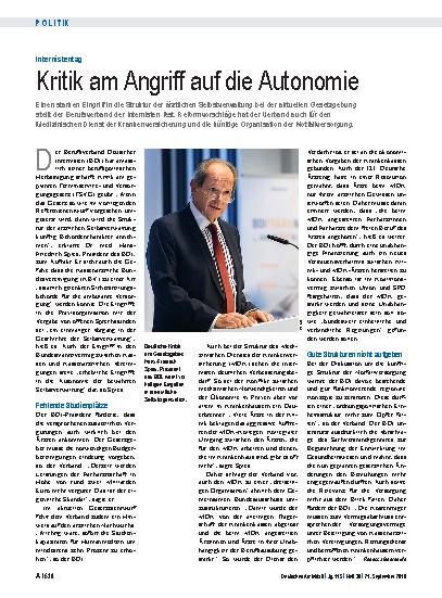Vorschauseite 1: Internistentag: Kritik am Angriff auf die Autonomie