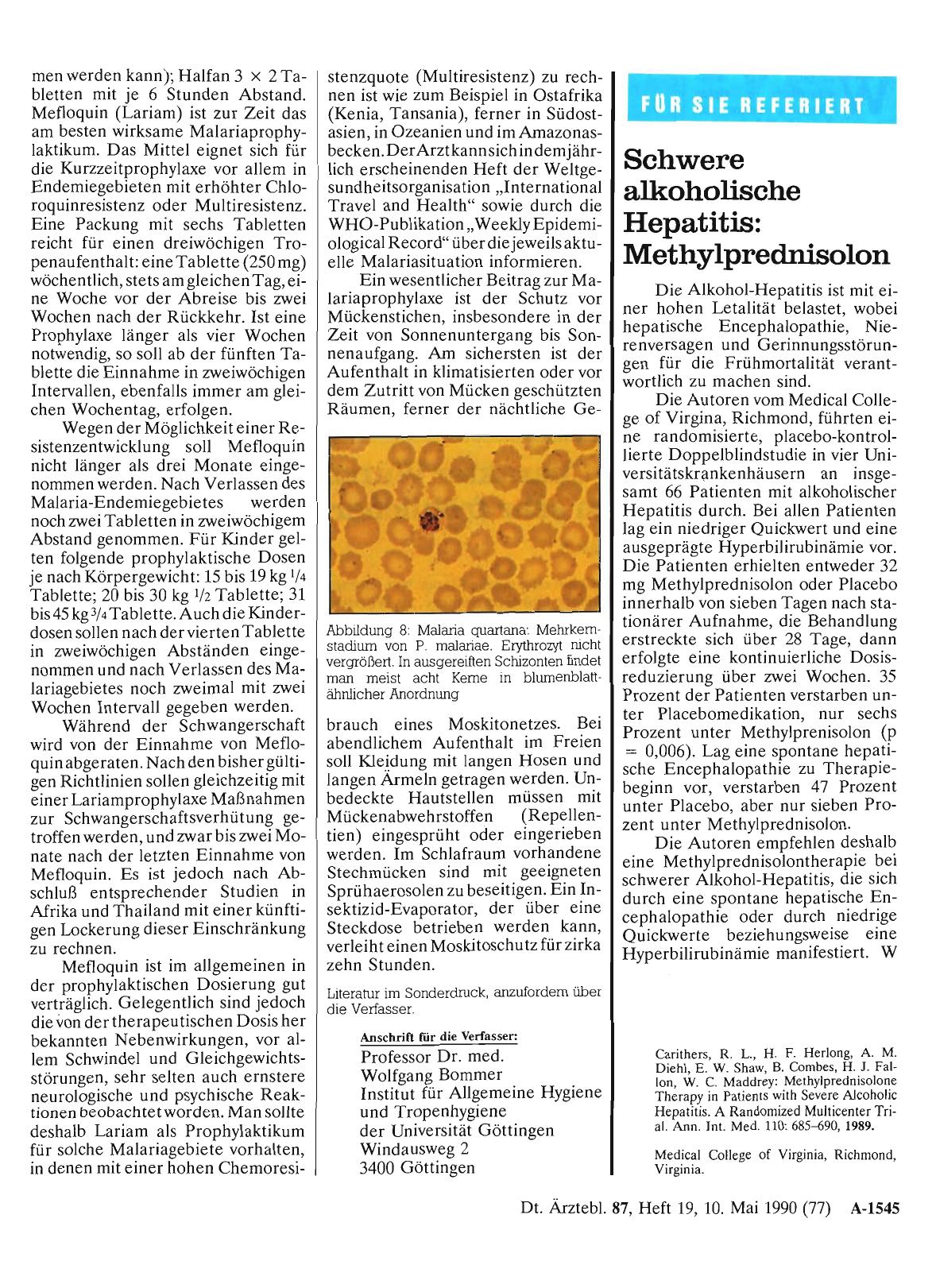 Vorschauseite 1: Schwere alkoholische Hepatitis: Methylprednisolon