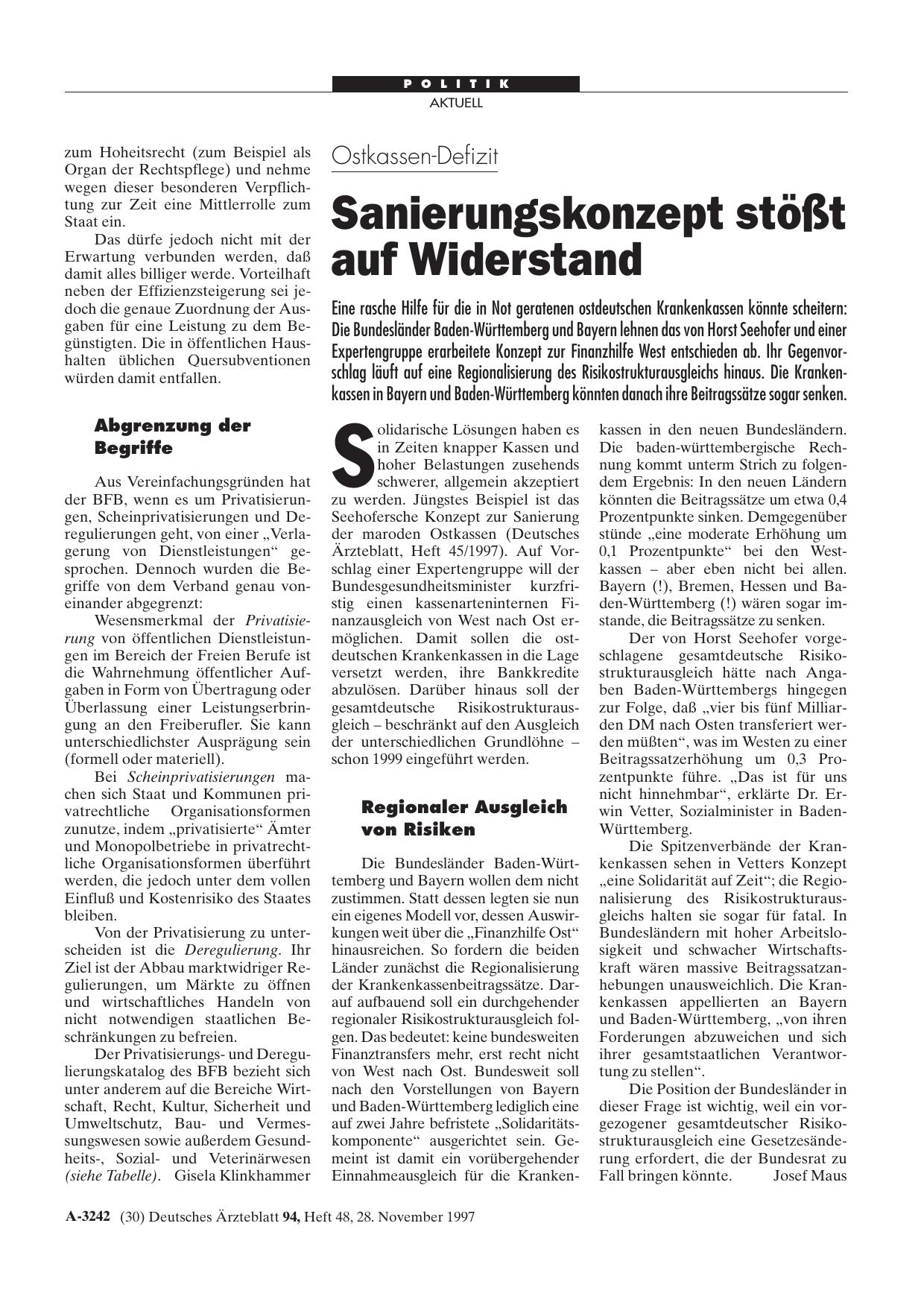 Vorschauseite 1: Ostkassen-Defizit: Sanierungskonzept stößt auf Widerstand