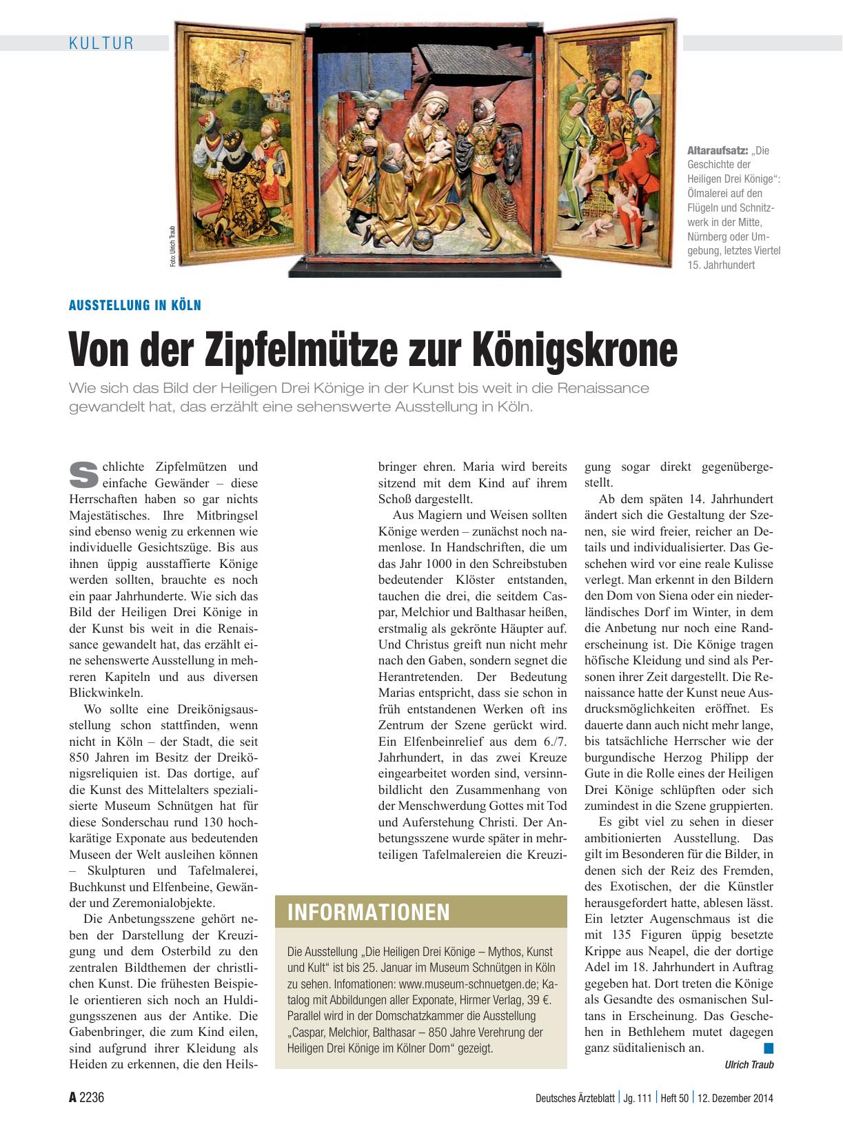Vorschauseite 1: Ausstellung in Köln: Von der Zipfelmütze zur Königskrone
