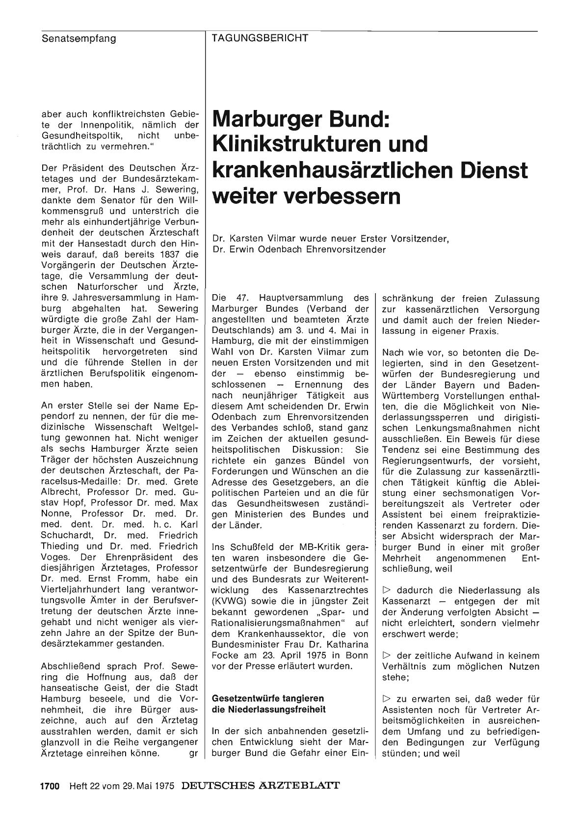 Vorschauseite 1: Marburger Bund: Klinikstrukturen und krankenhausärztlichen Dienst weiter verbessern