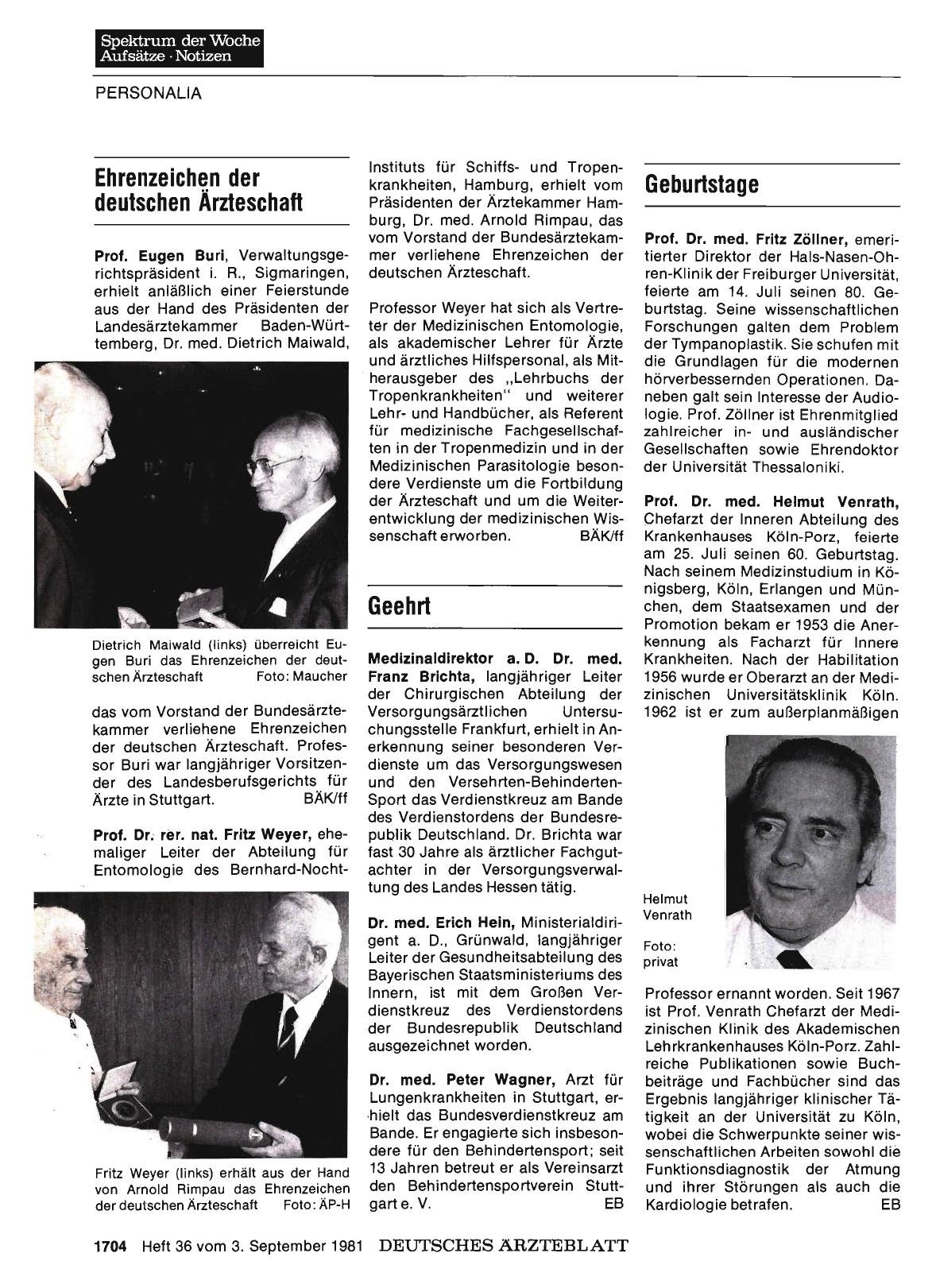 Vorschauseite 1: Ehrenzeichen der deutschen Ärzteschaft