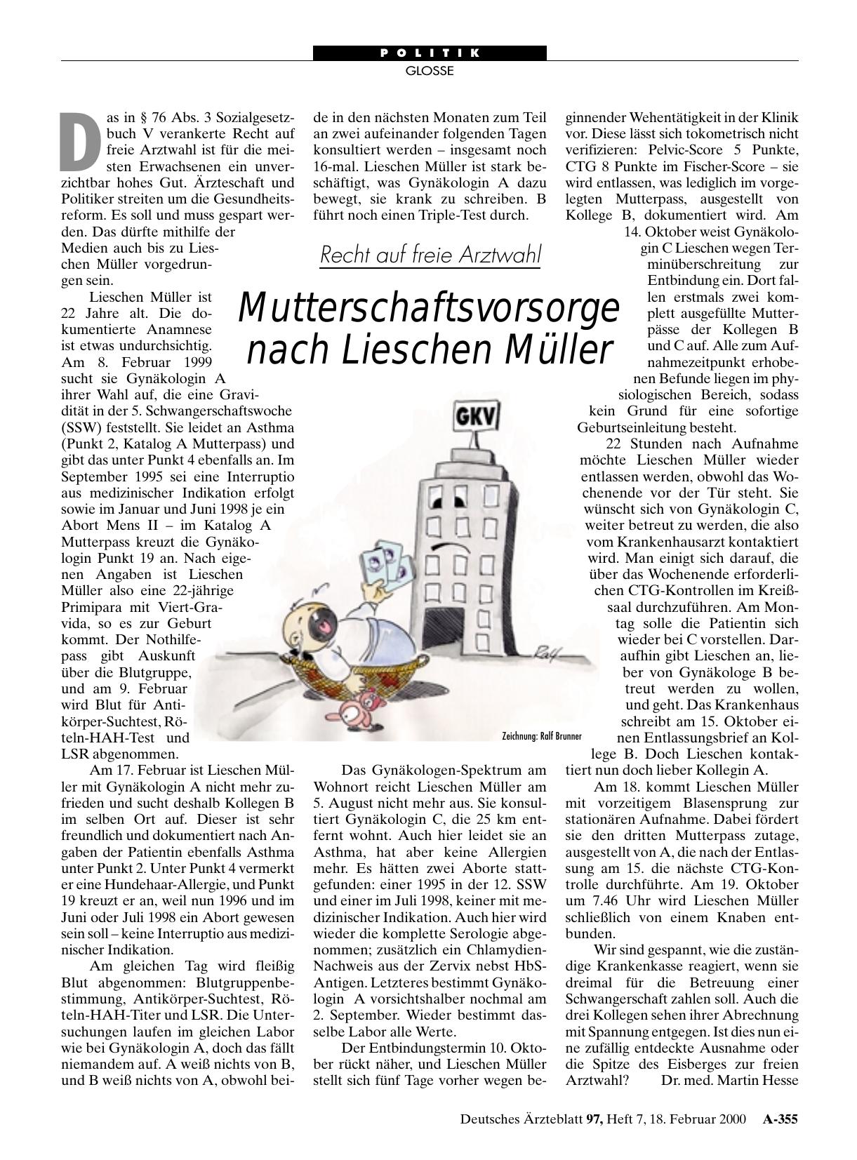 Vorschauseite 1: Recht auf freie Arztwahl: Mutterschaftsvorsorge nach Lieschen Müller