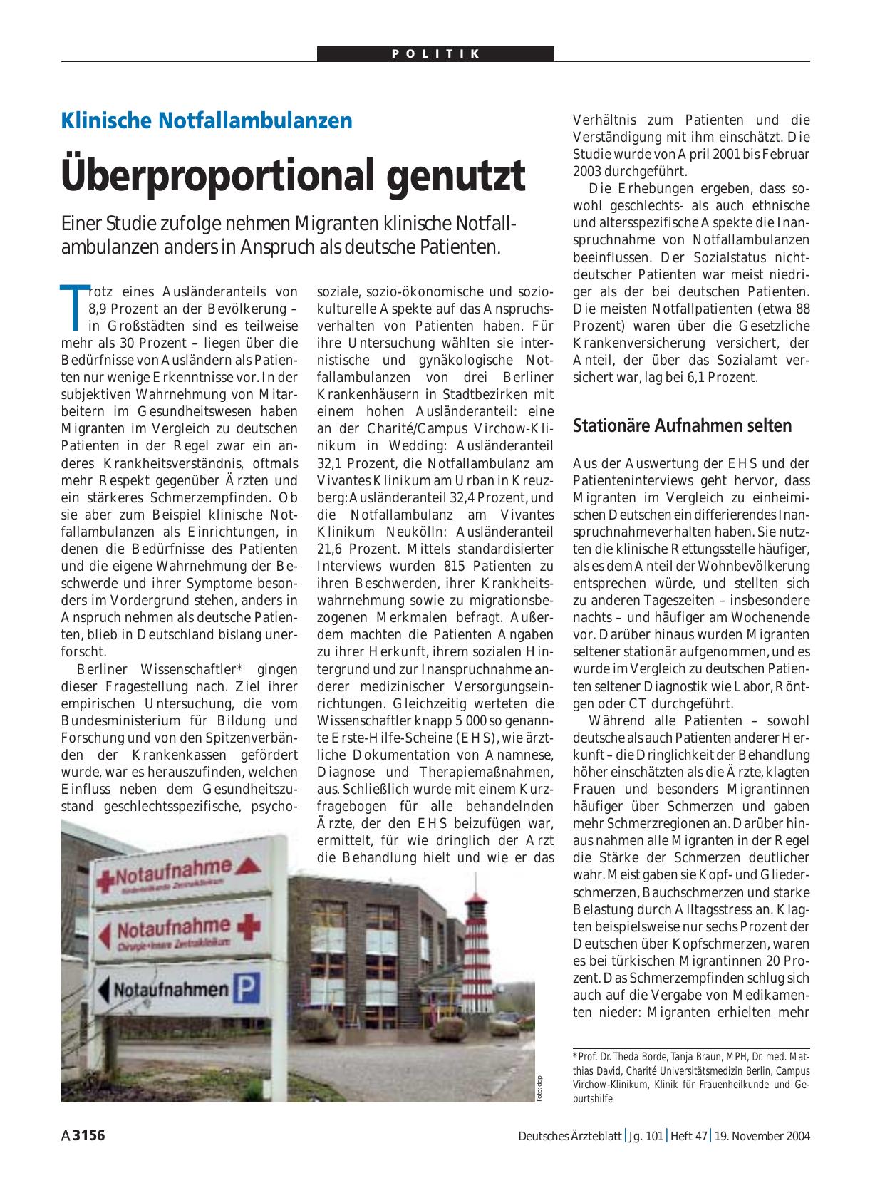 Vorschauseite 1: Klinische Notfallambulanzen: Überproportional genutzt