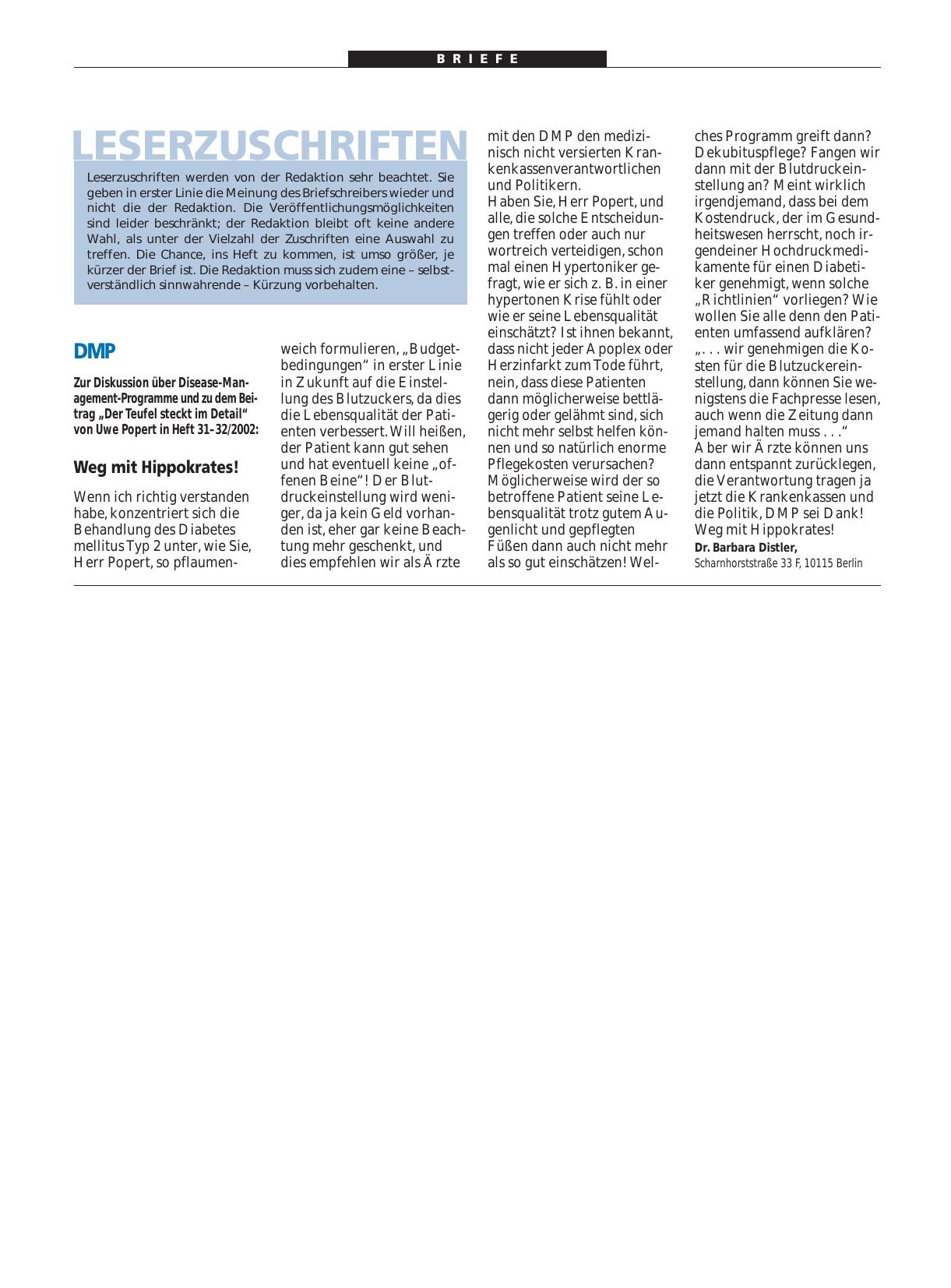 Vorschauseite 1: DMP: Weg mit Hippokrates!