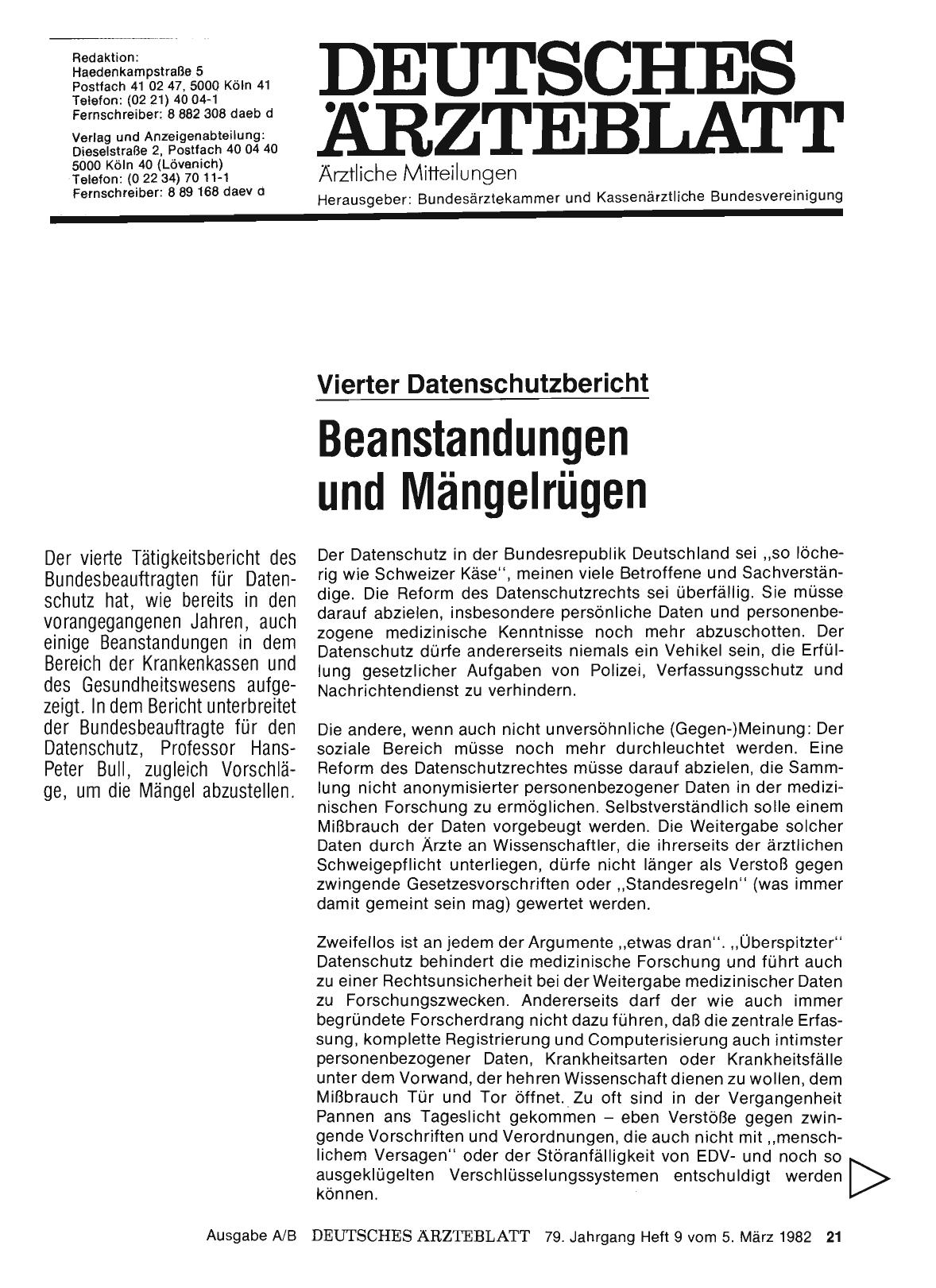 Vorschauseite 1: Vierter Datenschutzbericht: Beanstandungen und Mängelrügen