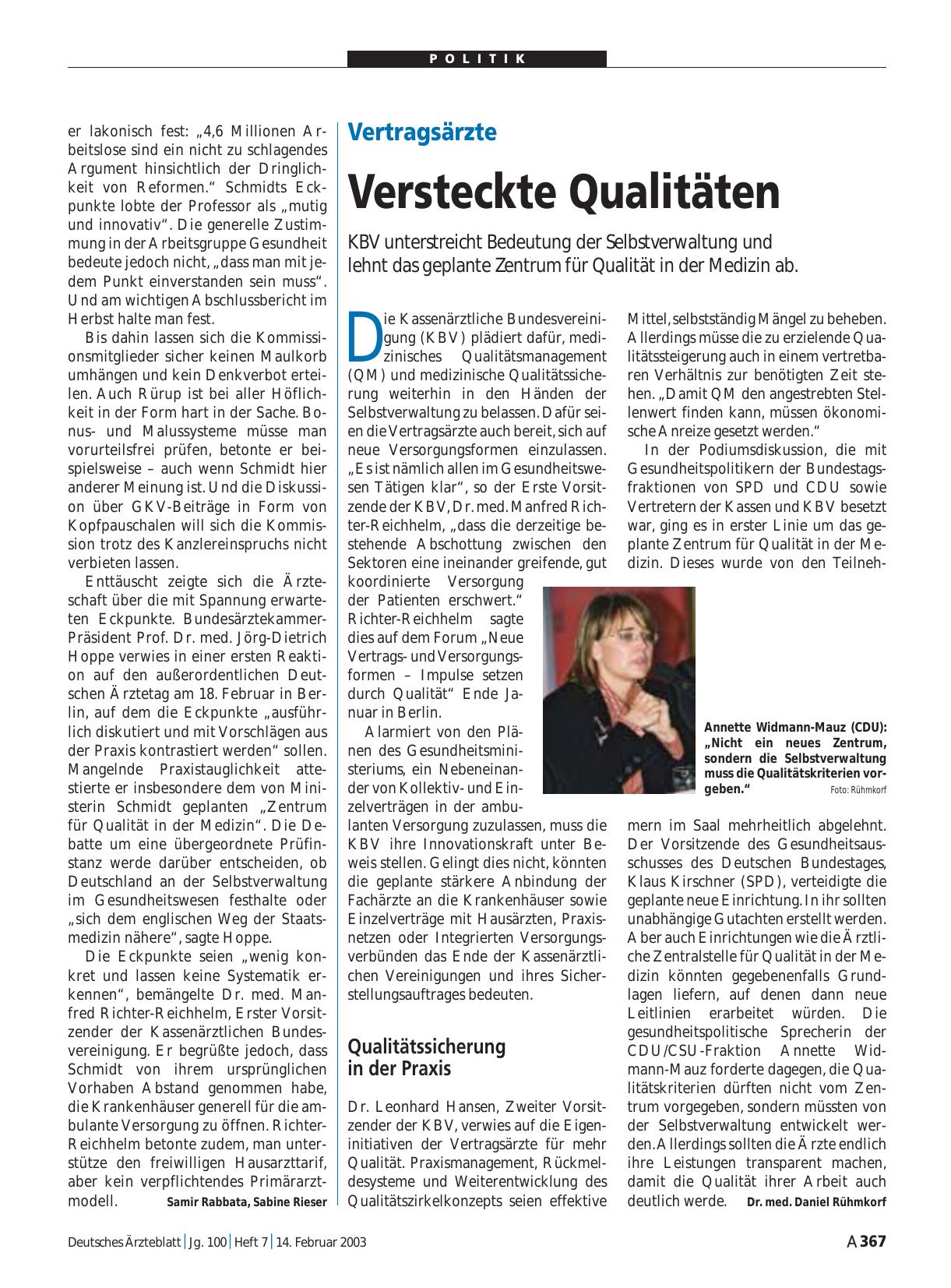 Vorschauseite 1: Vertragsärzte: Versteckte Qualitäten