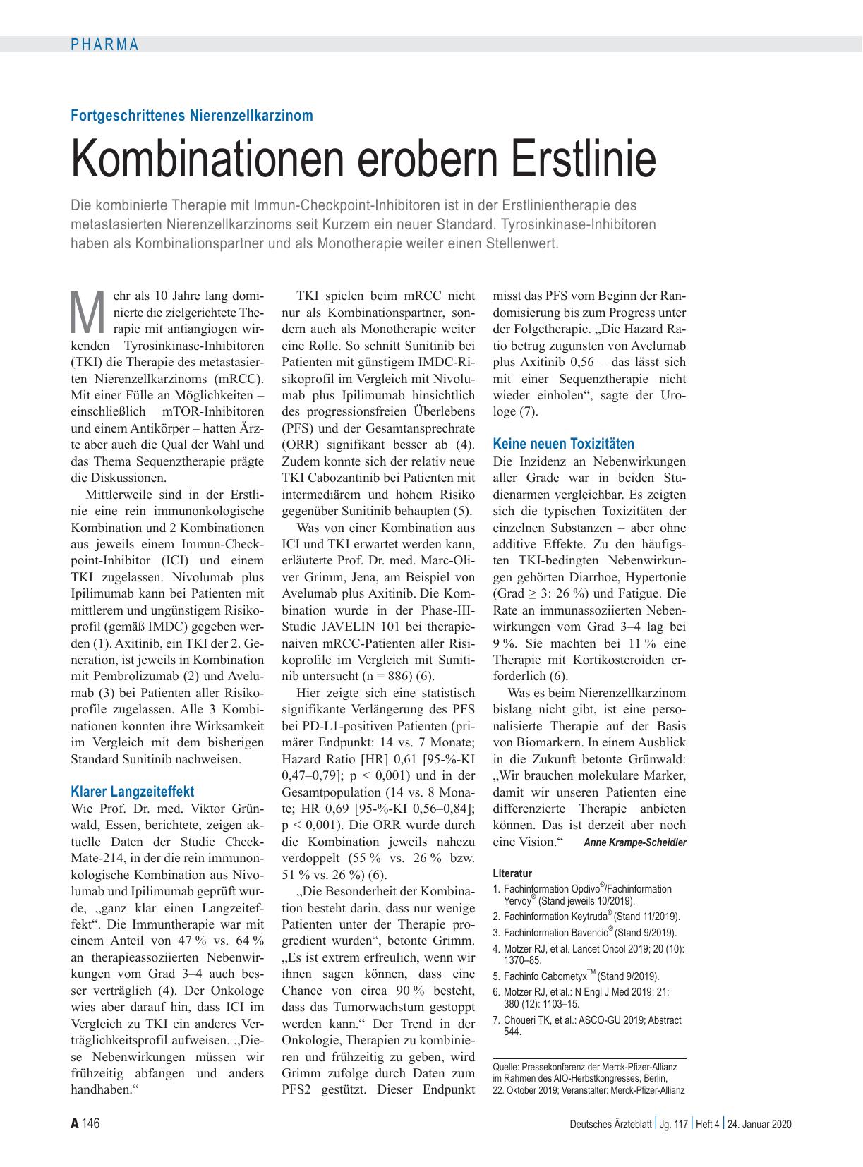 Vorschauseite 1: Fortgeschrittenes Nierenzellkarzinom: Kombinationen erobern Erstlinie