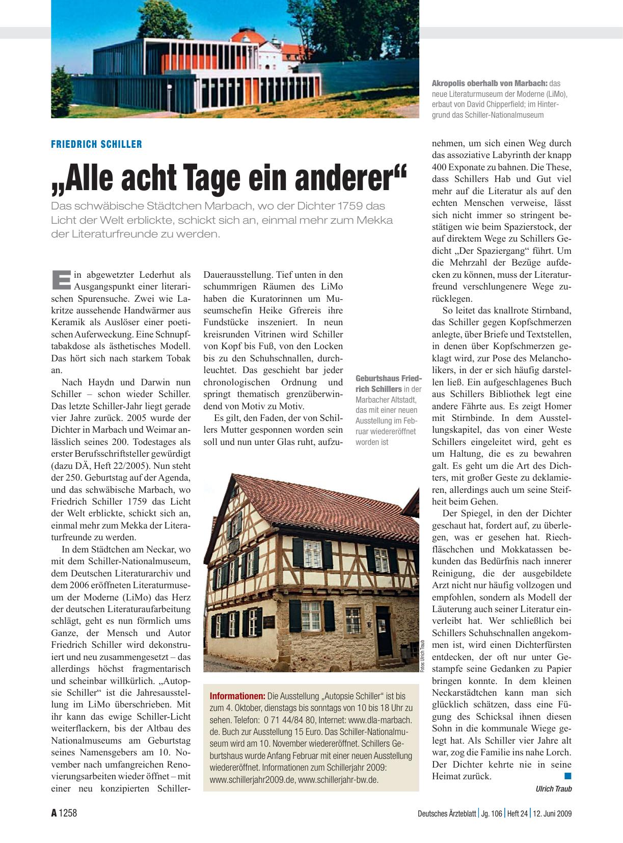 Vorschauseite 1: Friedrich Schiller: „Alle acht Tage ein anderer“