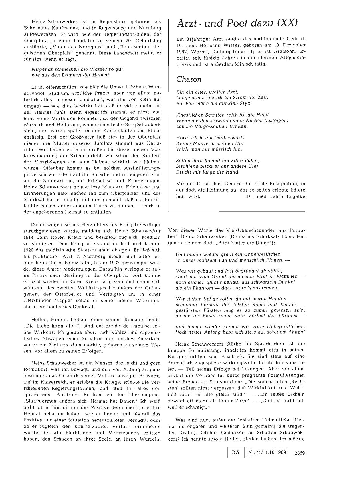 Vorschauseite 1: Arzt — und Poet dazu (XX): Dr. med. Hermann Wisser