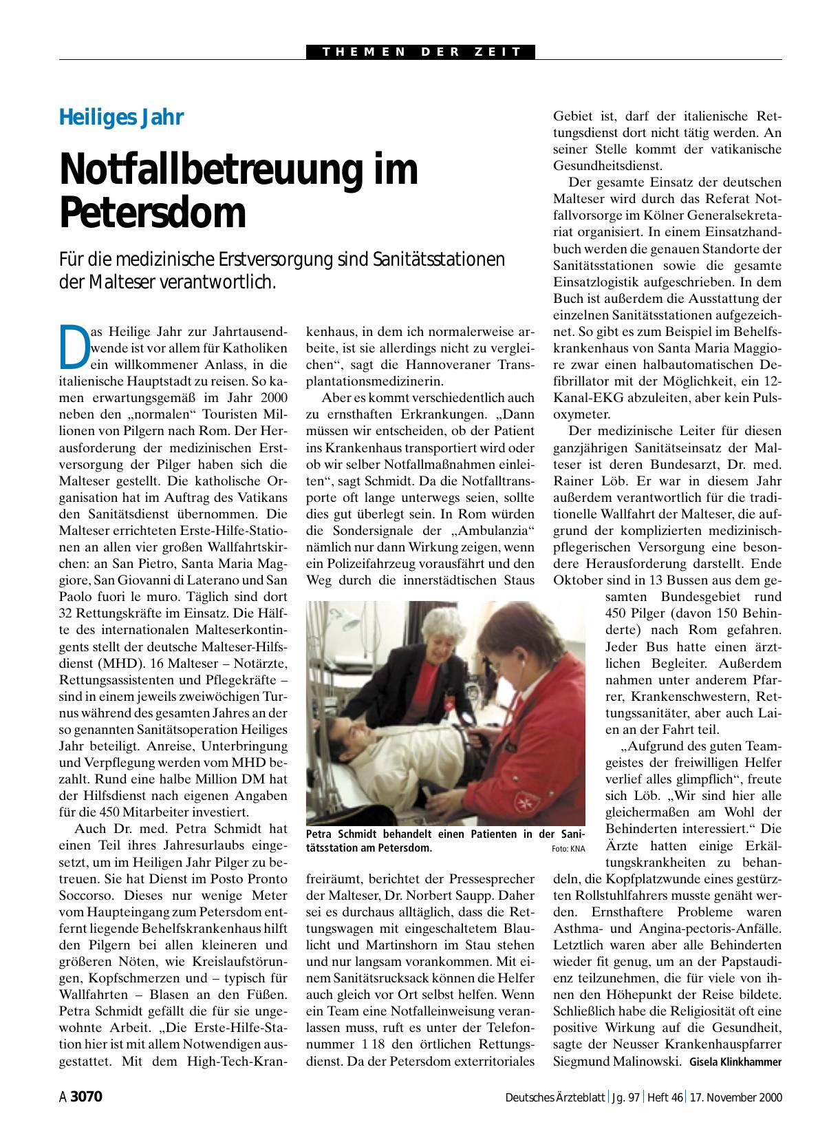 Vorschauseite 1: Heiliges Jahr: Notfallbetreuung im Petersdom