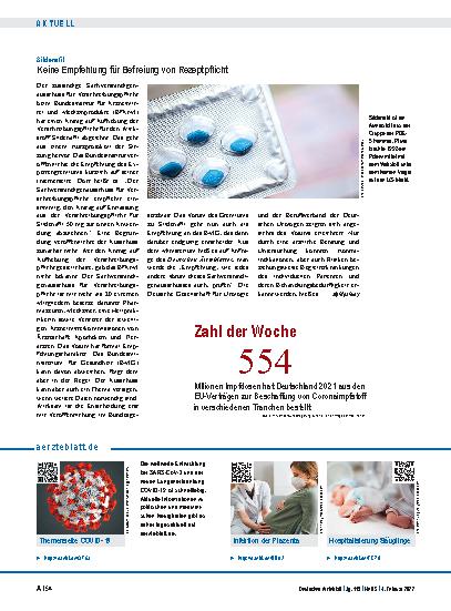 Vorschauseite 1: Sildenafil: Keine Empfehlung für Befreiung von Rezeptpflicht