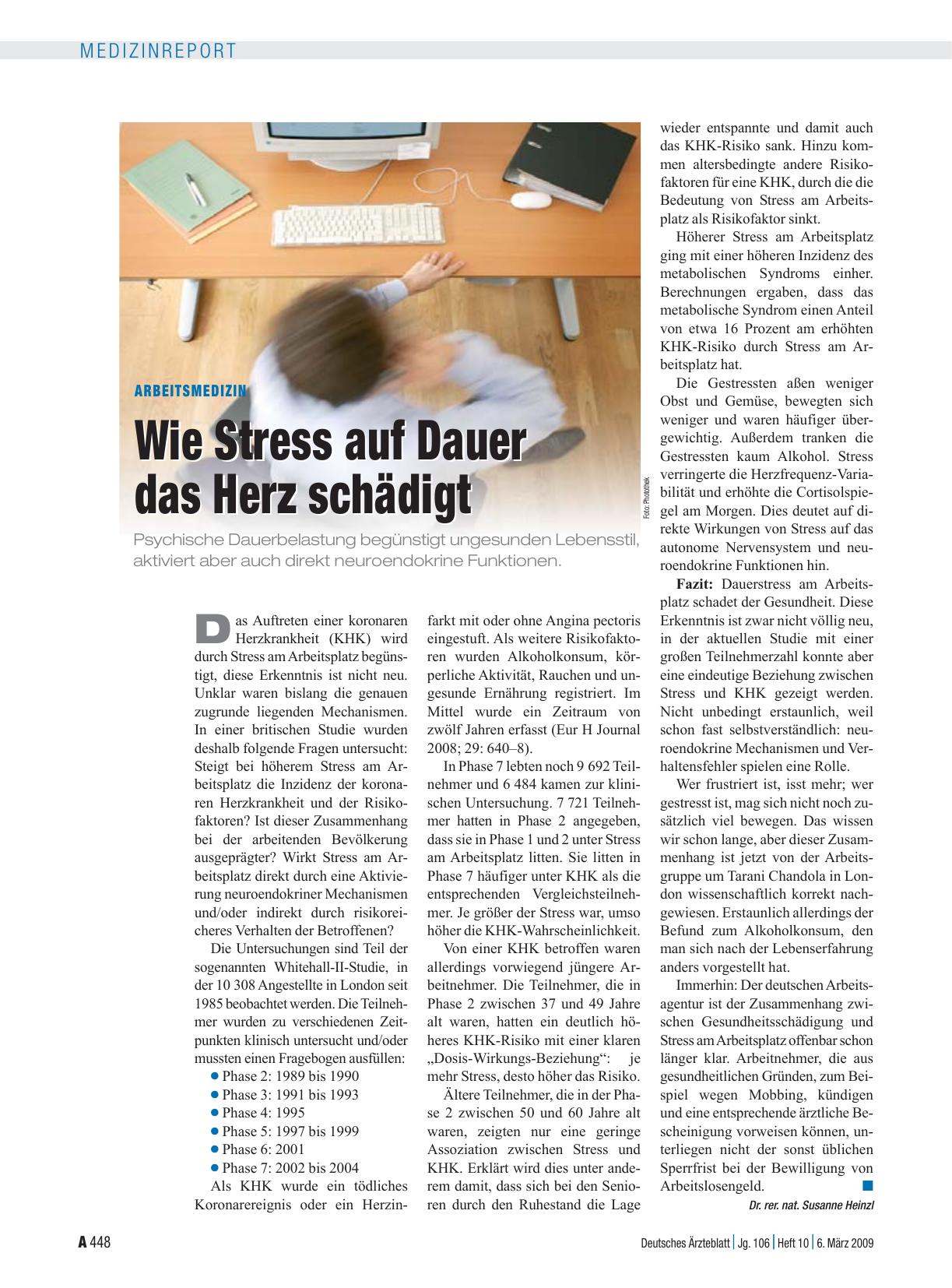 Vorschauseite 1: Arbeitsmedizin: Wie Stress auf Dauer das Herz schädigt
