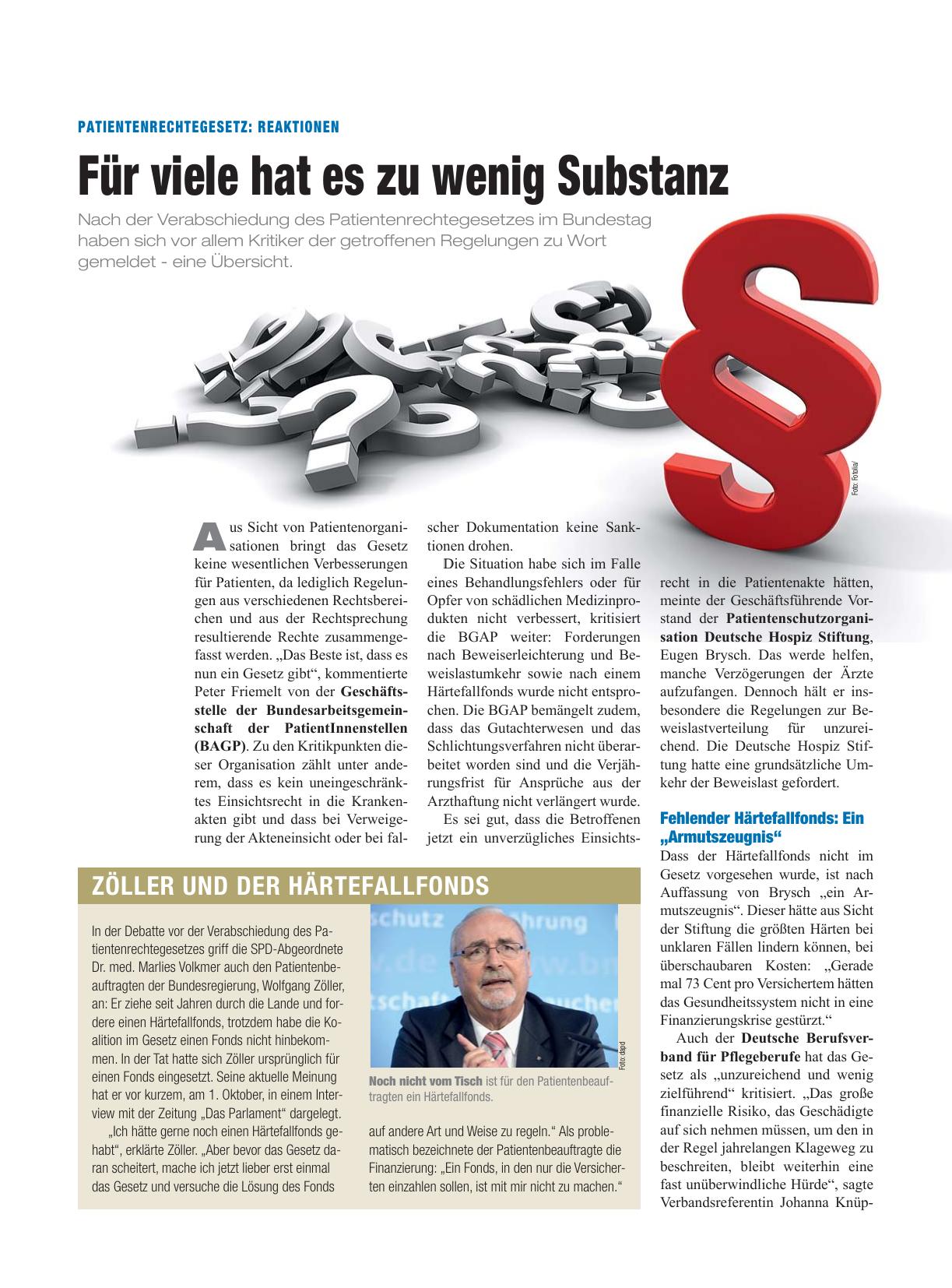 Vorschauseite 3: Patientenrechtegesetz: Konsensfindung statt Revolution