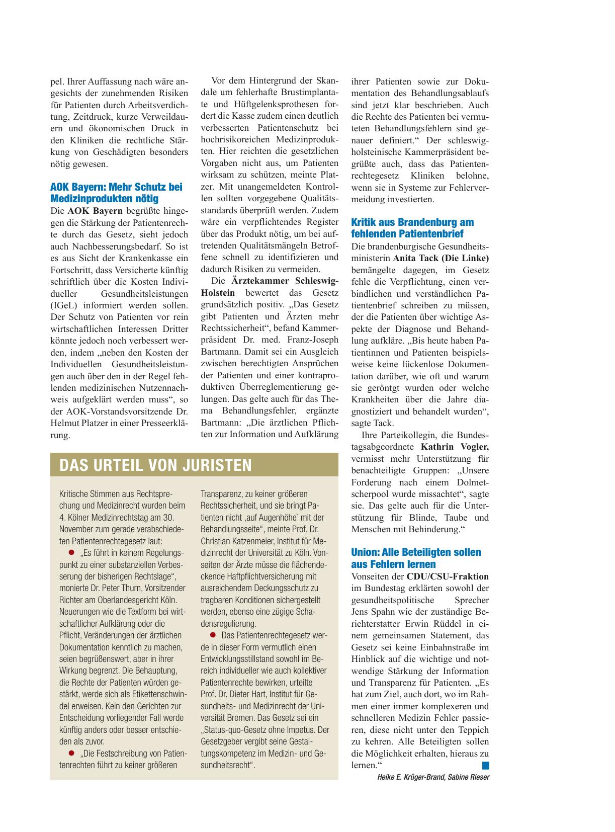 Vorschauseite 4: Patientenrechtegesetz: Konsensfindung statt Revolution