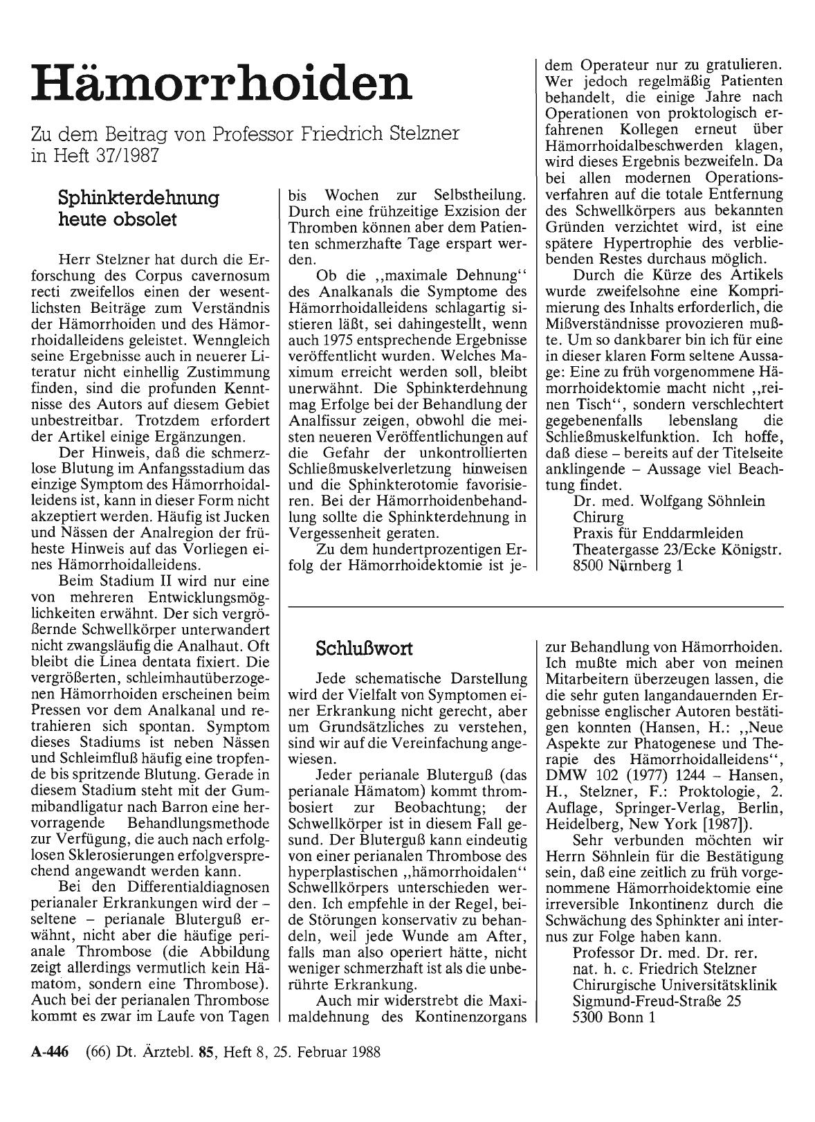 Vorschauseite 1: Hämorrhoiden: Schlußwort