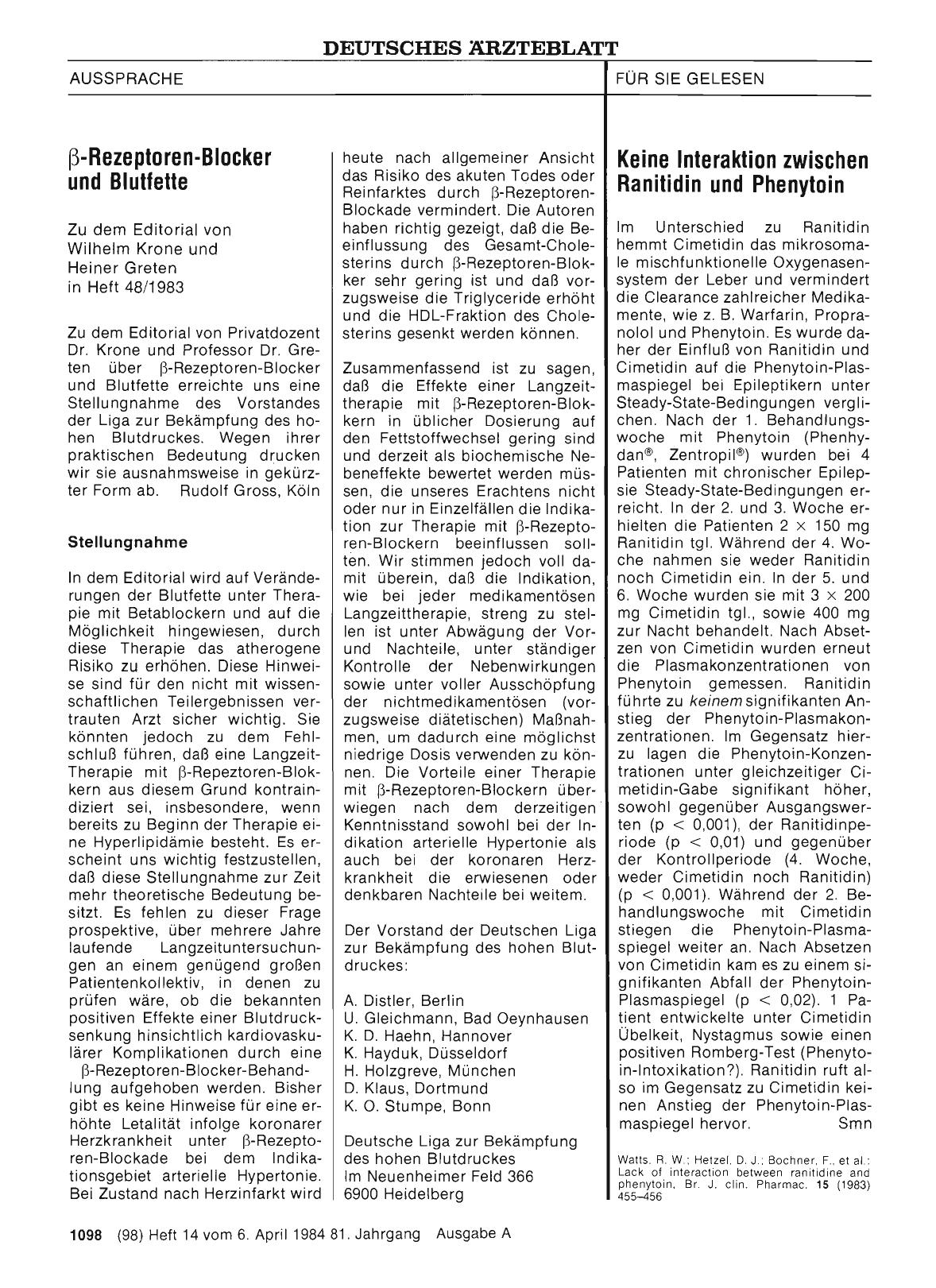 Vorschauseite 1: Keine Interaktion zwischen Ranitidin und Phenytoin