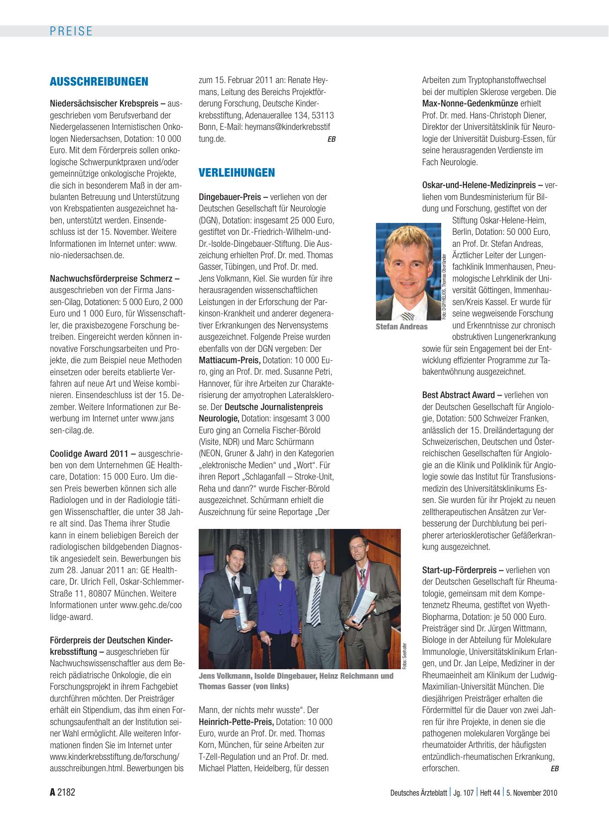 Vorschauseite 1: Verleihungen