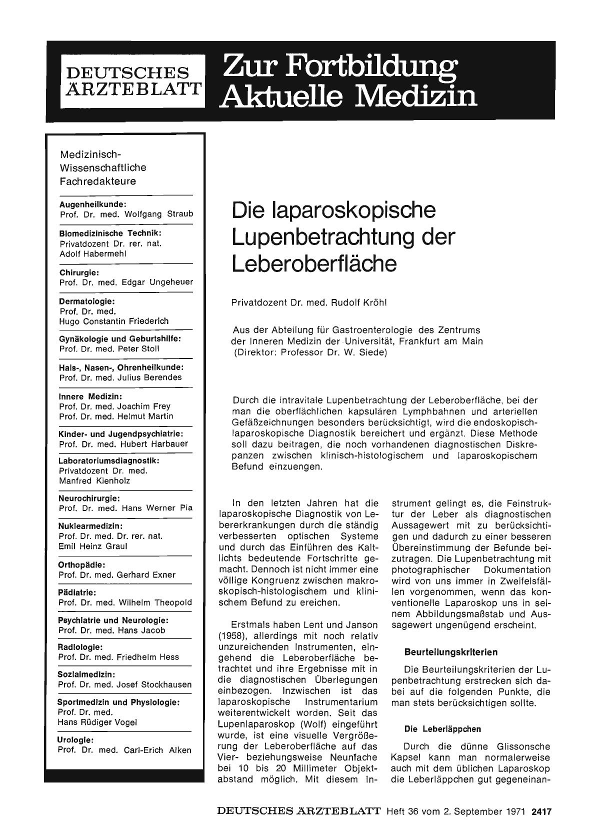 Vorschauseite 1: Die laparoskopische Lupenbetrachtung der Leberoberfläche