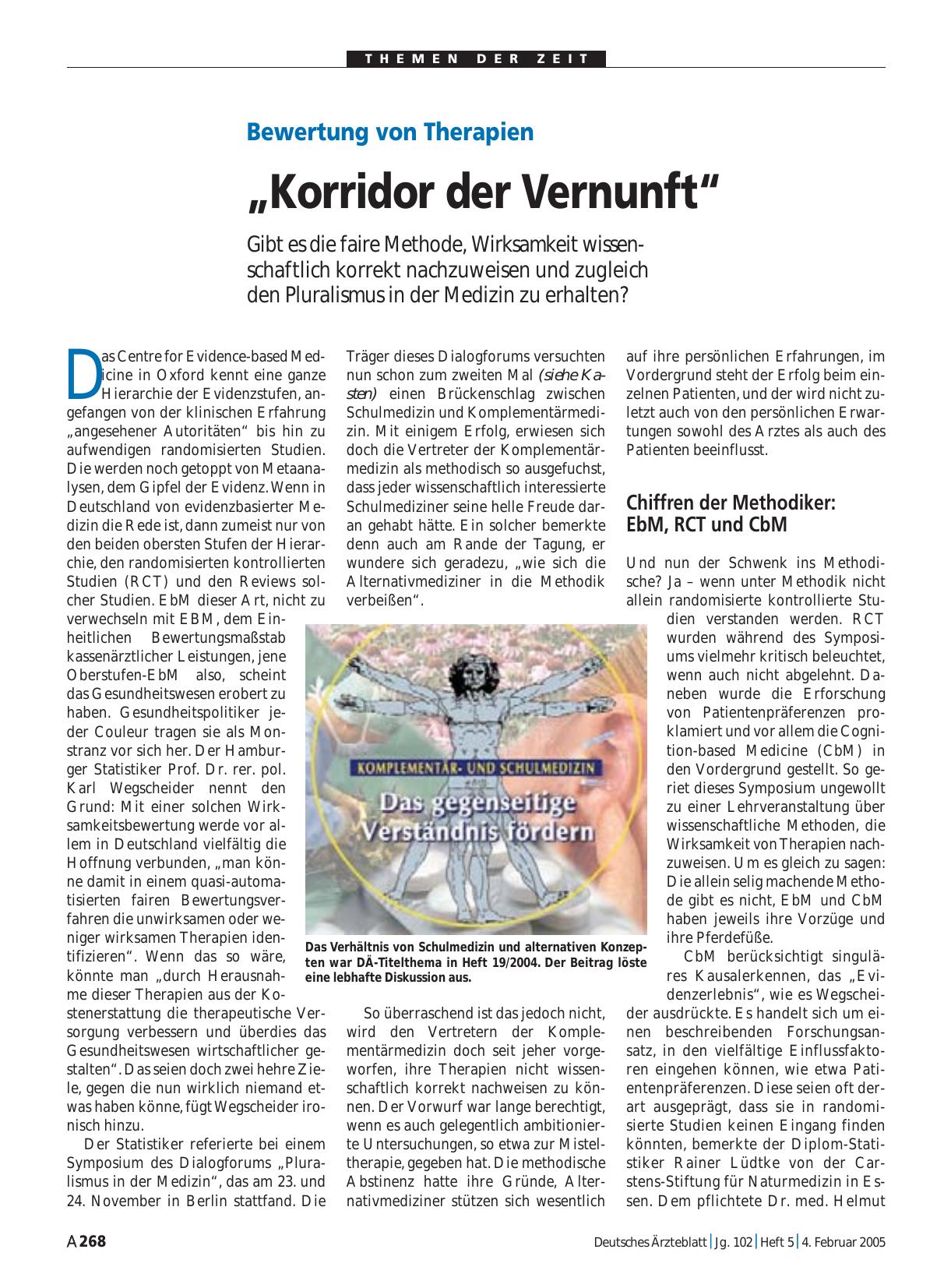 Vorschauseite 1: Bewertung von Therapien: „Korridor der Vernunft“