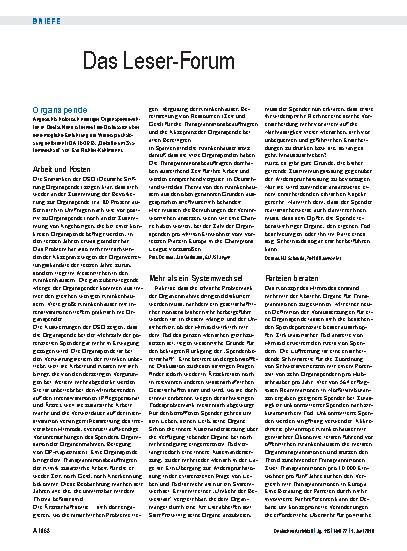 Vorschauseite 1: Organspende: Ehrliche Analyse starten