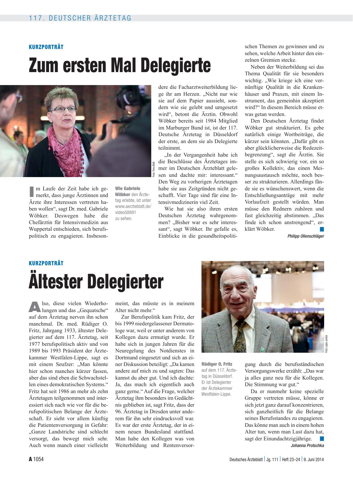 Vorschauseite 1: Kurzporträt: Ältester Delegierter