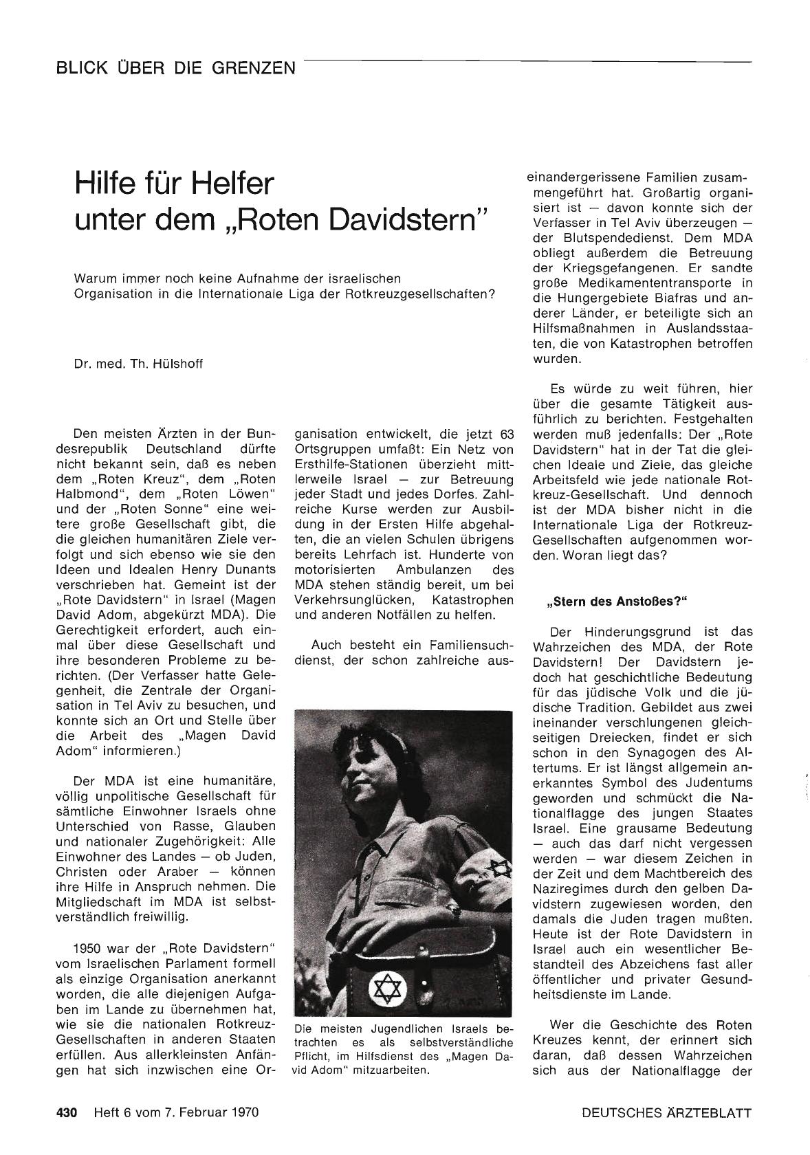 Vorschauseite 1: Hilfe für Helfer unter dem „Roten Davidstern"