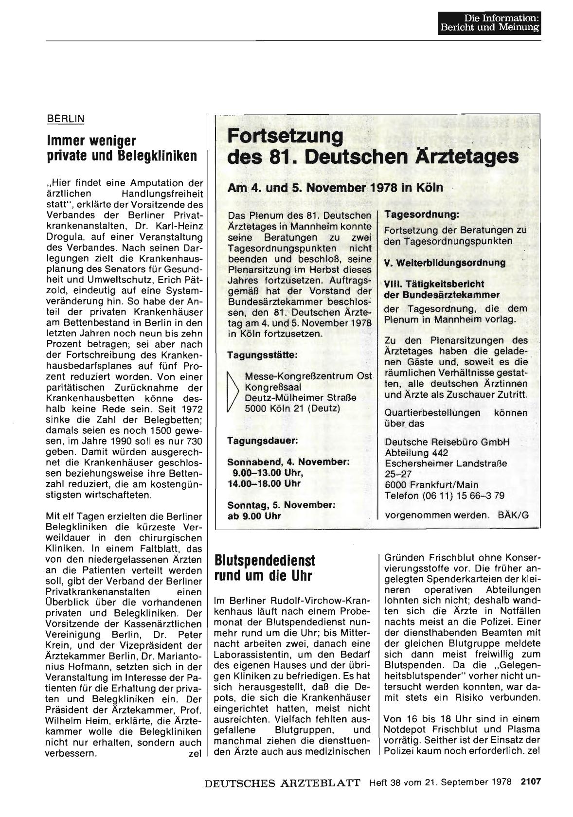 Vorschauseite 1: BERLIN: Immer weniger private und Belegkliniken