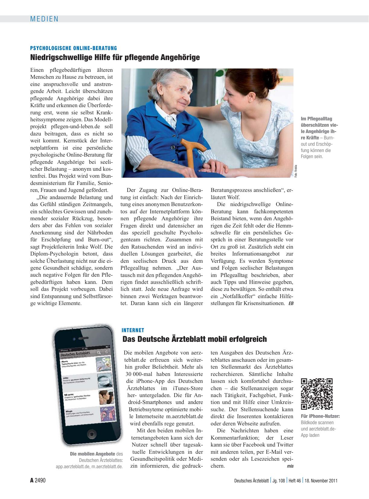Vorschauseite 1: Internet: Das Deutsche Ärzteblatt mobil erfolgreich