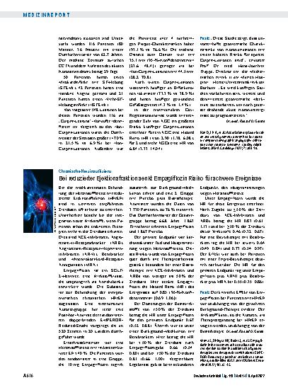 Vorschauseite 1: Chronische Herzinsuffizienz: Bei reduzierter Ejektionsfraktion senkt Empagliflozin Risiko für schwere Ereignisse