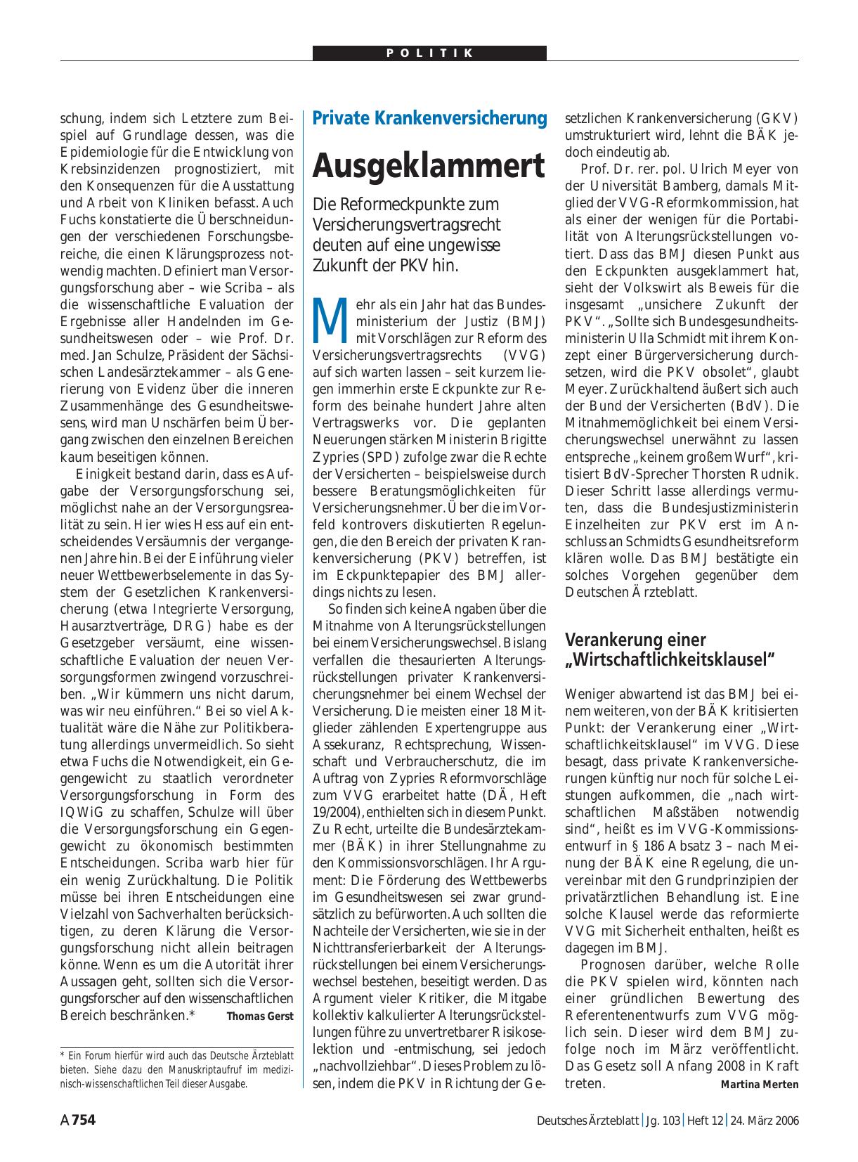 Vorschauseite 1: Private Krankenversicherung: Ausgeklammert