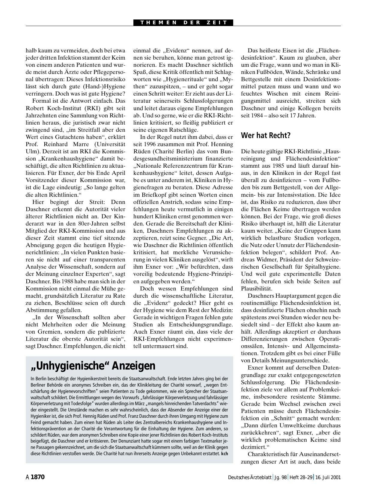 Vorschauseite 1: „Unhygienische“ Anzeigen