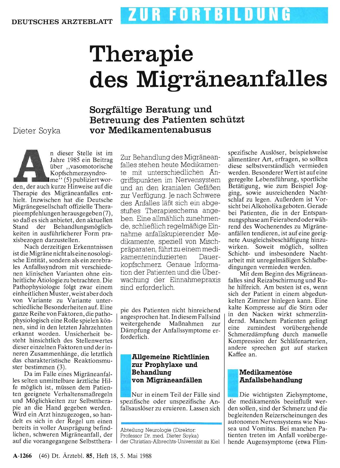 Vorschauseite 1: Therapie des Migräneanfalles
