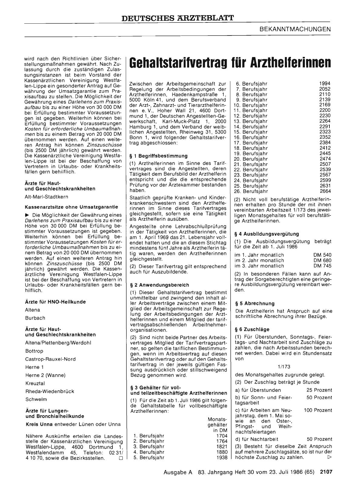 Vorschauseite 1: Gehaltstarifvertrag für Arzthelferinnen