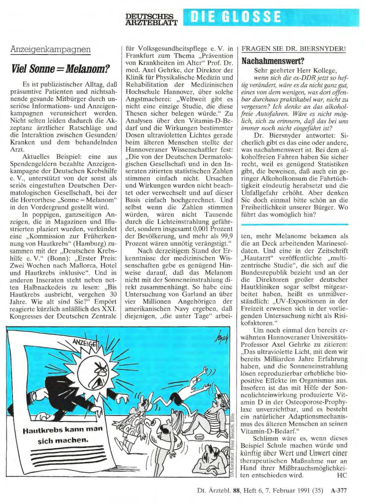Vorschauseite 1: FRAGEN SIE DR. BIERSNYDER! : Nachahmenswert?
