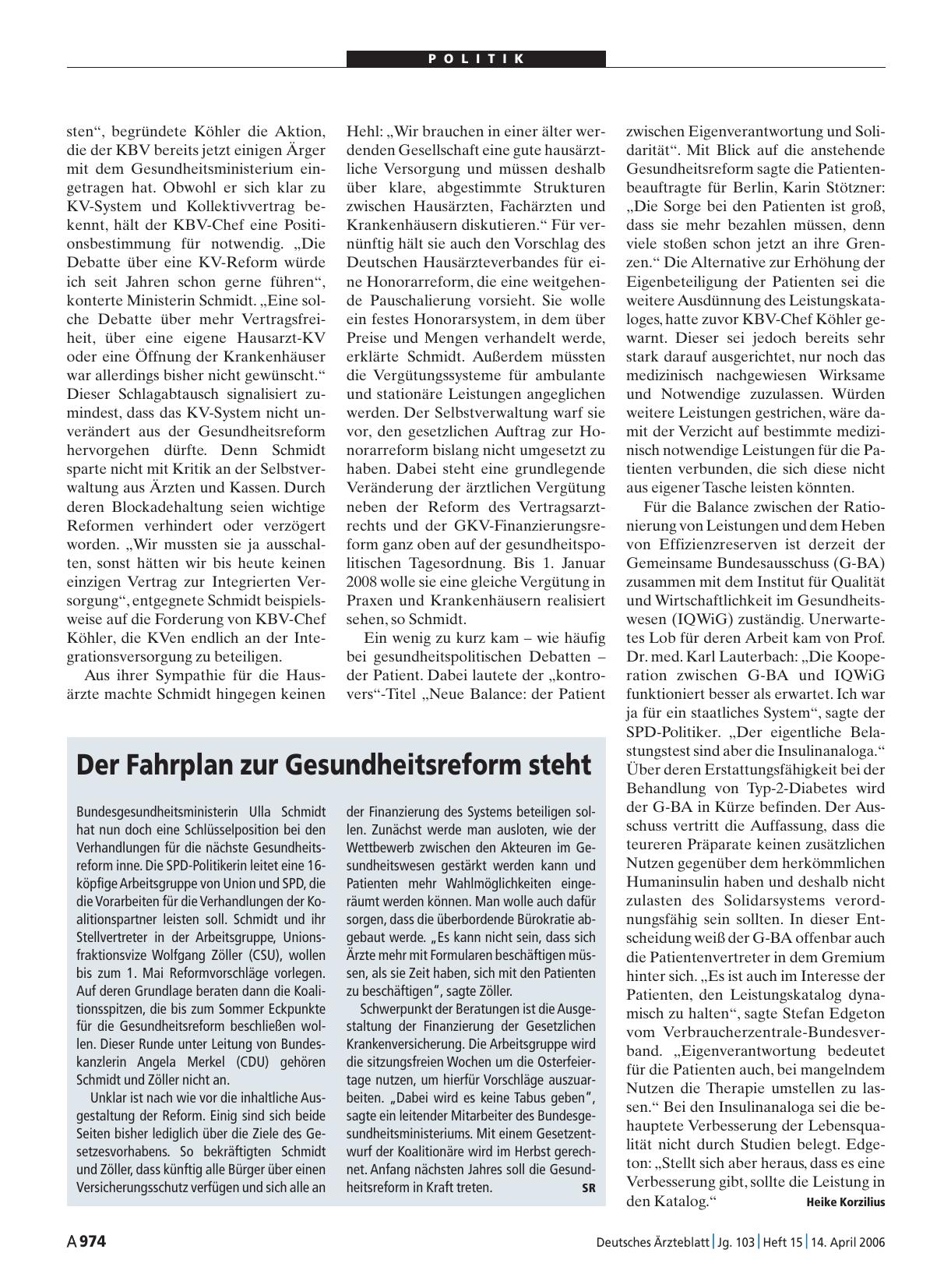 Vorschauseite 1: Der Fahrplan zur Gesundheitsreform steht