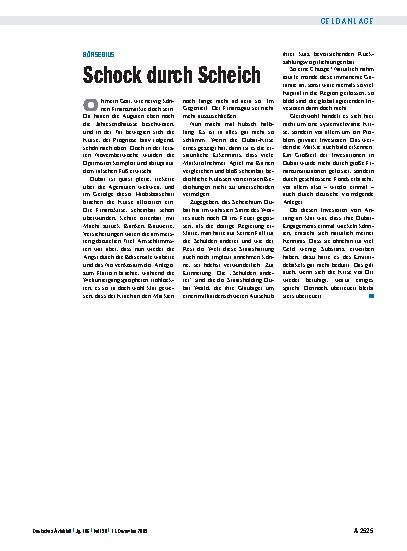 Vorschauseite 1: Börsebius: Schock durch Scheich