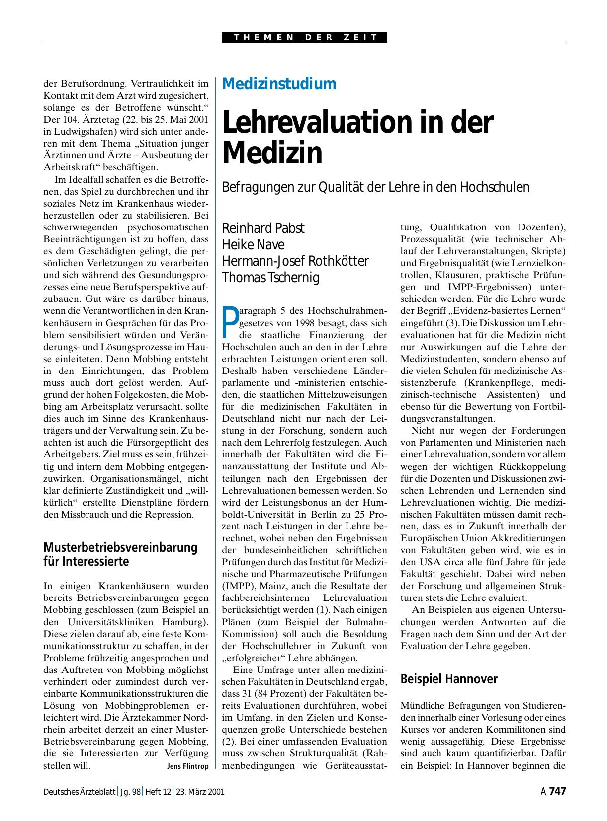 Vorschauseite 1: Medizinstudium: Lehrevaluation in der Medizin