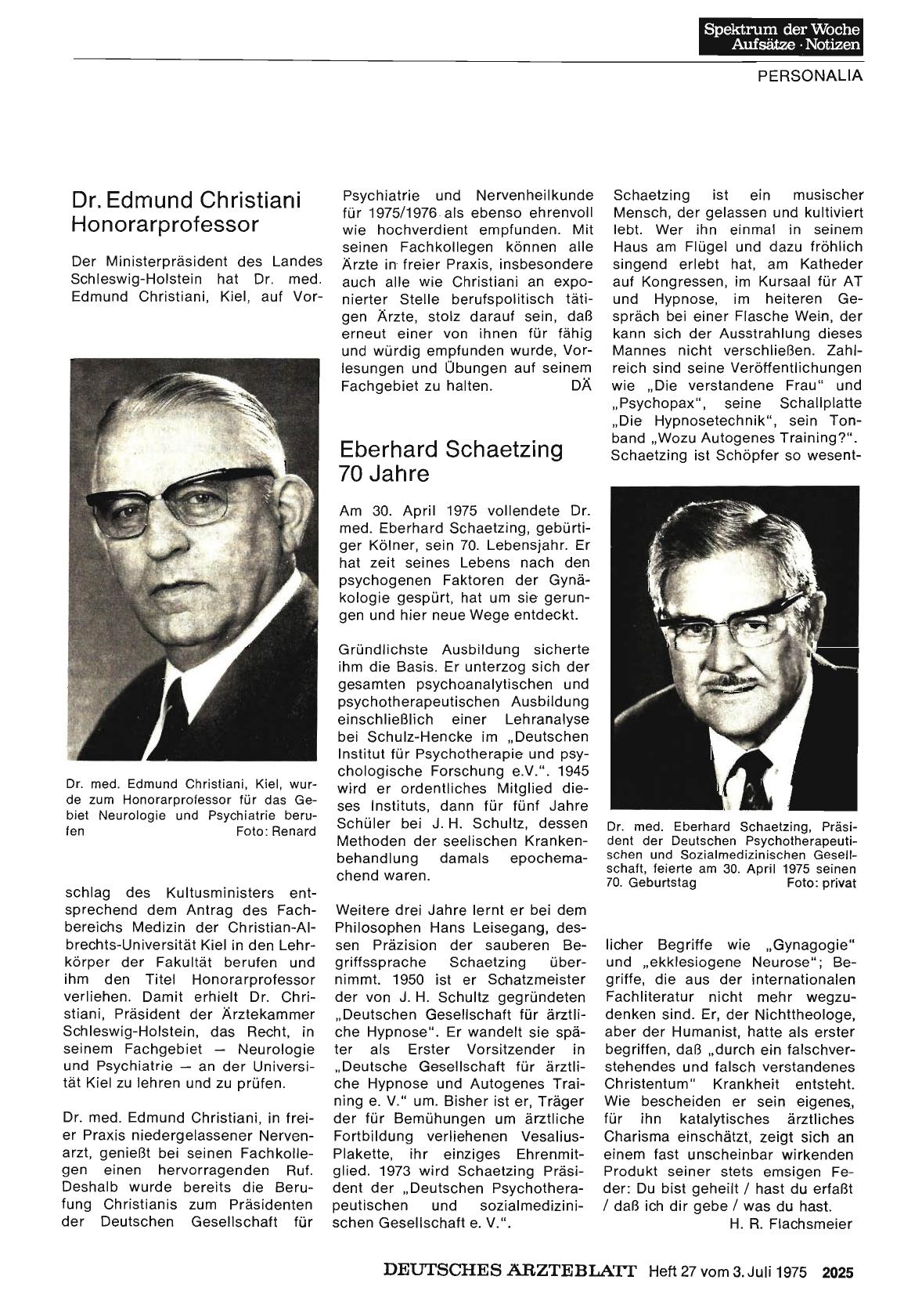 Vorschauseite 1: Eberhard Schaetzing 70 Jahre