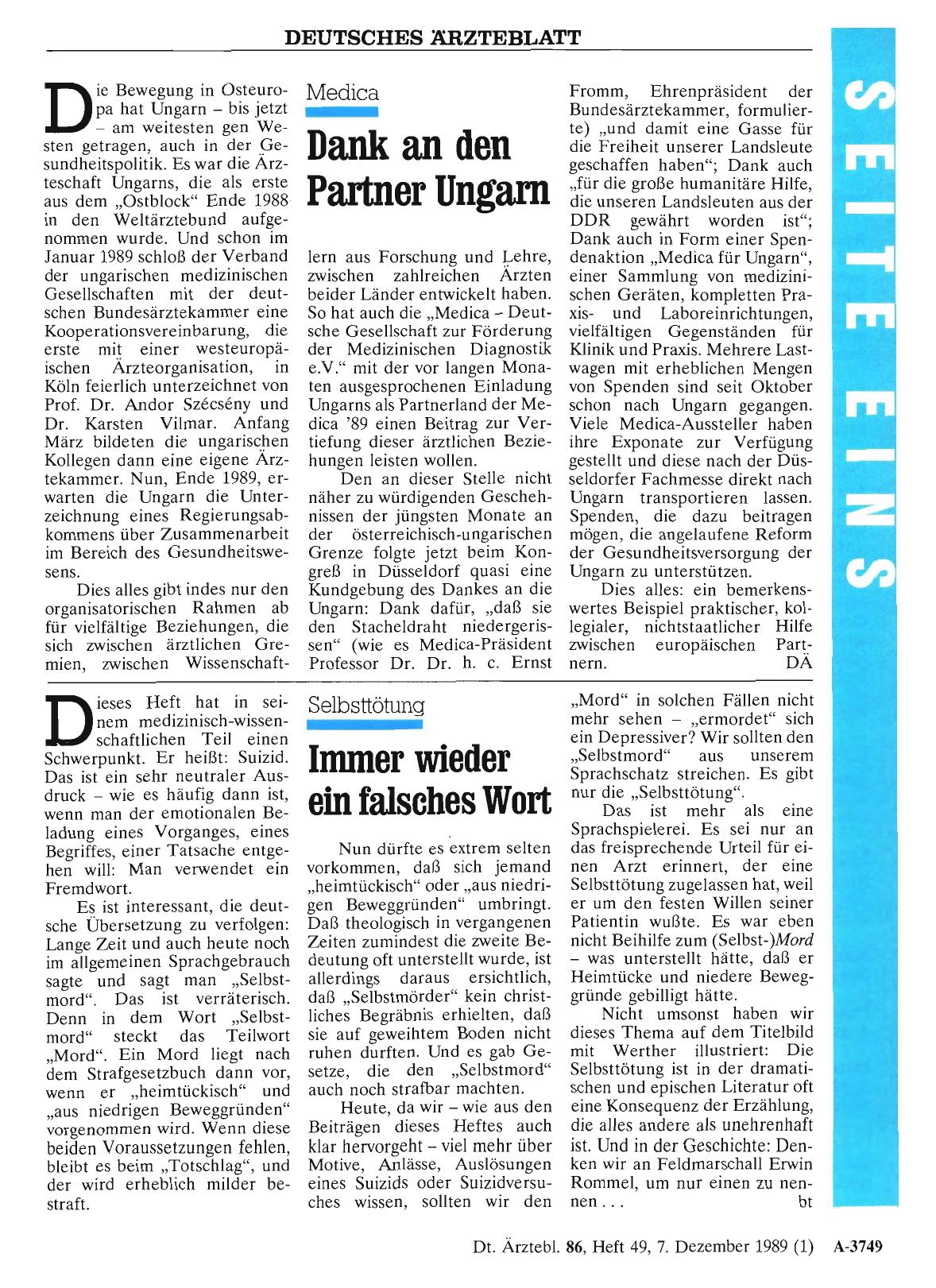 Vorschauseite 1: Selbsttötung: Immer wieder ein falsches Wort