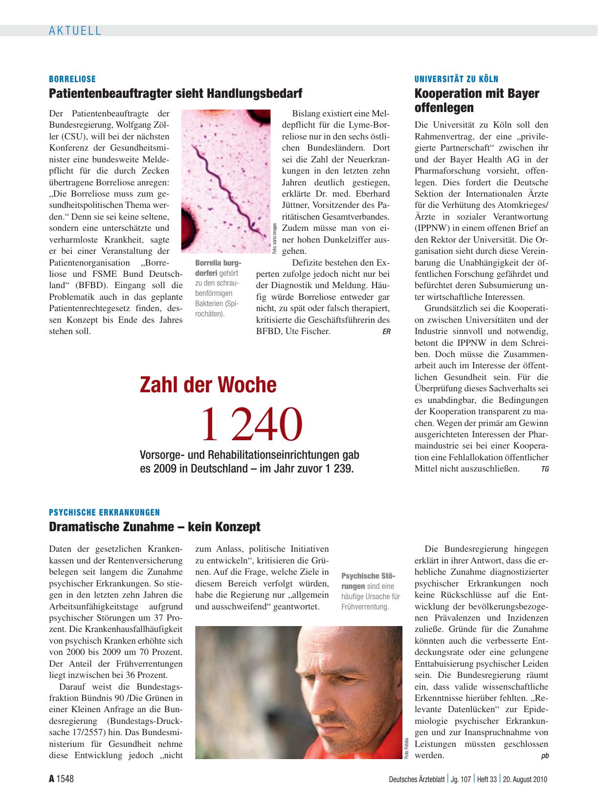 Vorschauseite 1: Borreliose: Patientenbeauftragter sieht Handlungsbedarf