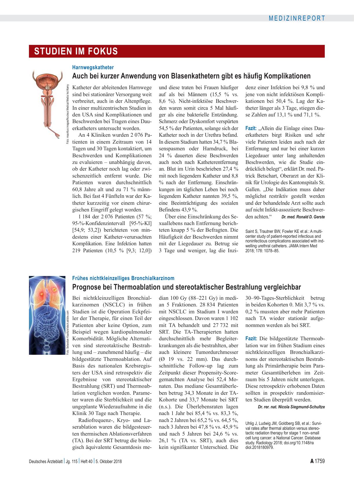 Vorschauseite 1: Harnwegskatheter: Auch bei kurzer Anwendung von Blasenkathetern gibt es häufig Komplikationen