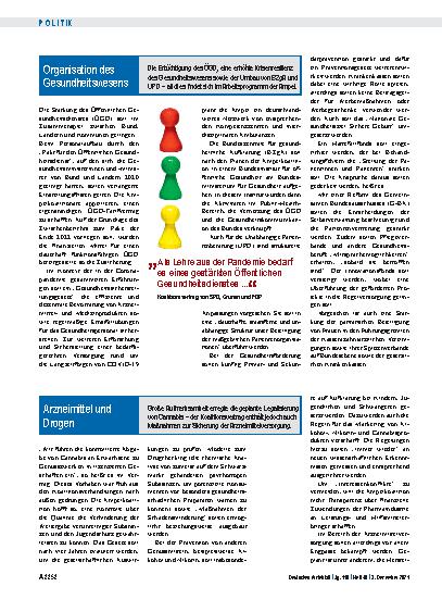 Vorschauseite 3: Dokumentation: Übersicht über die gesundheitspolitischen Passagen des Koalitionsvertrages