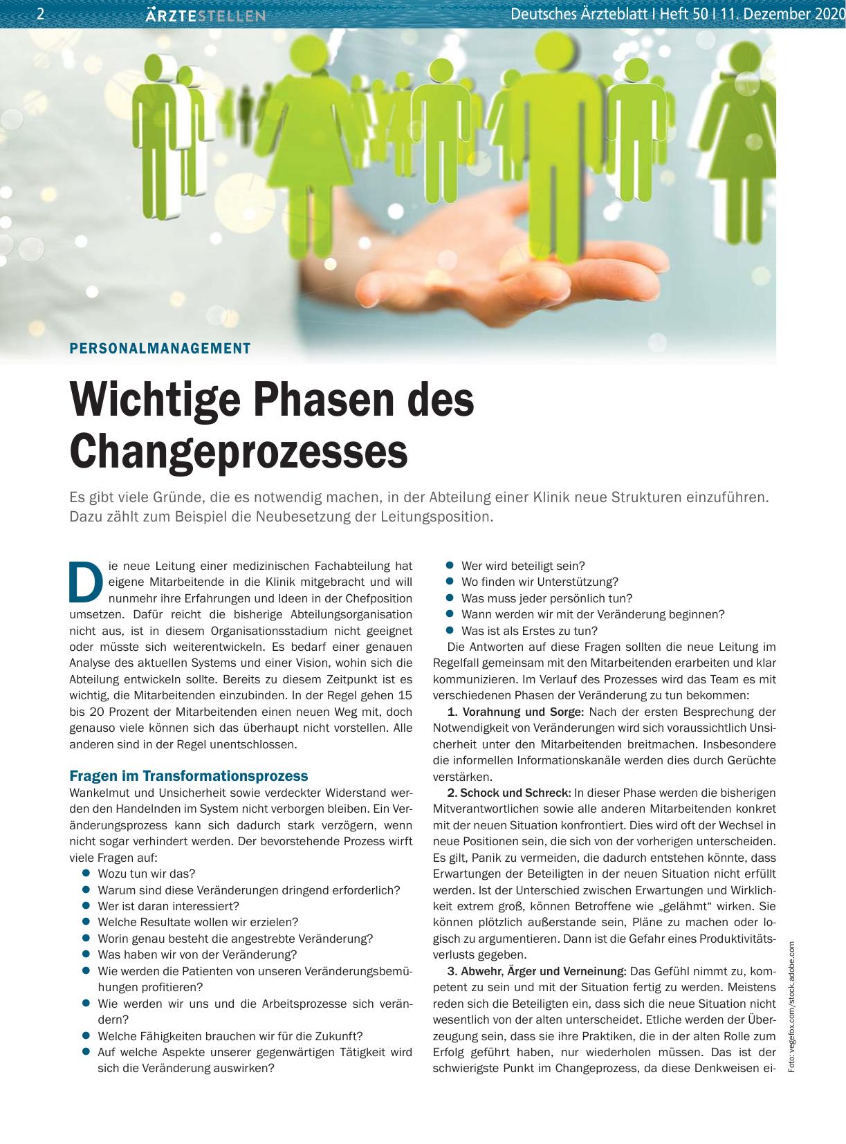 Vorschauseite 1: Personalmanagement: Wichtige Phasen des Changeprozesses
