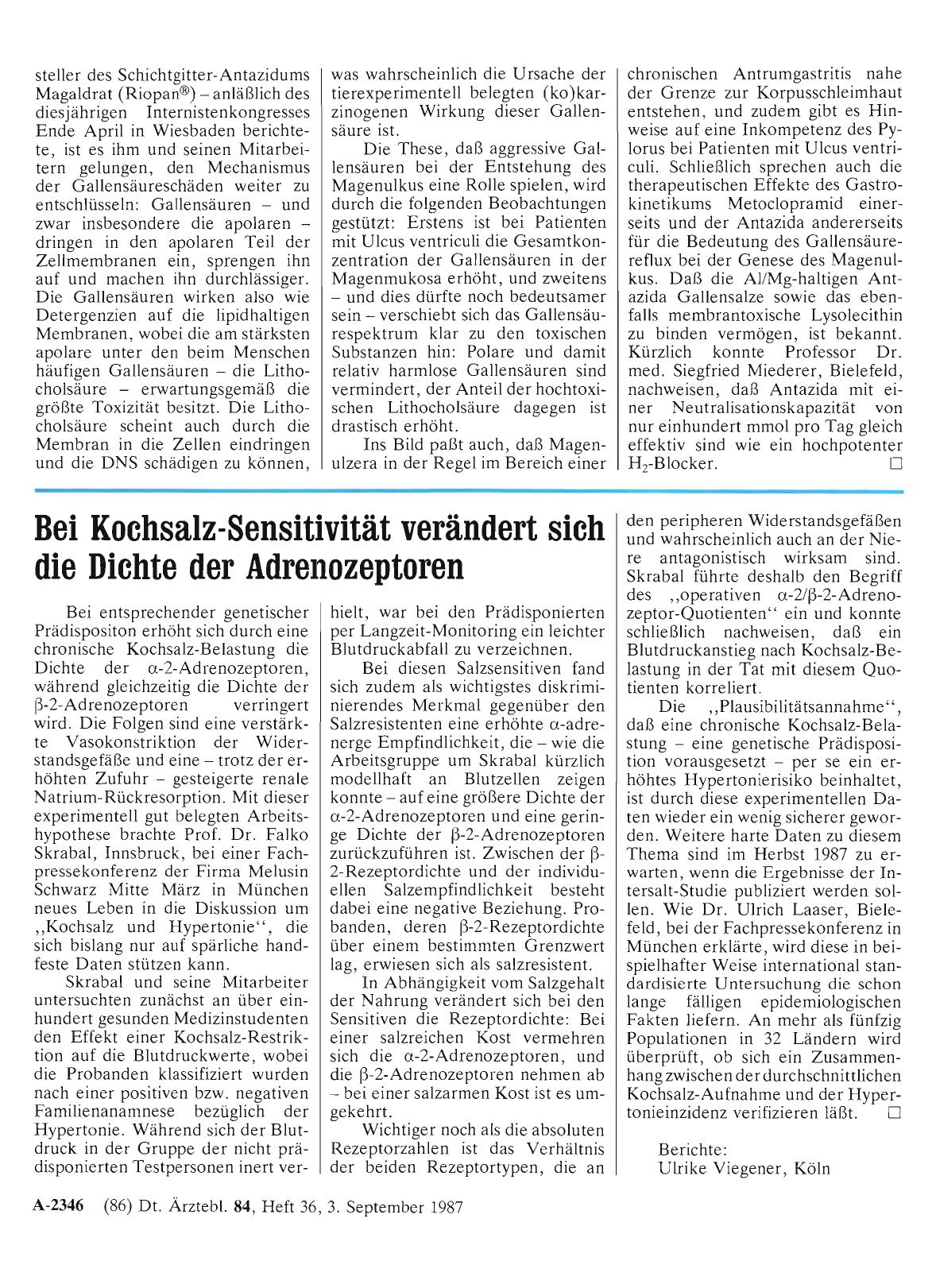 Vorschauseite 1: Bei Kochsalz-Sensitivität verändert sich die Dichte der Adrenozeptoren