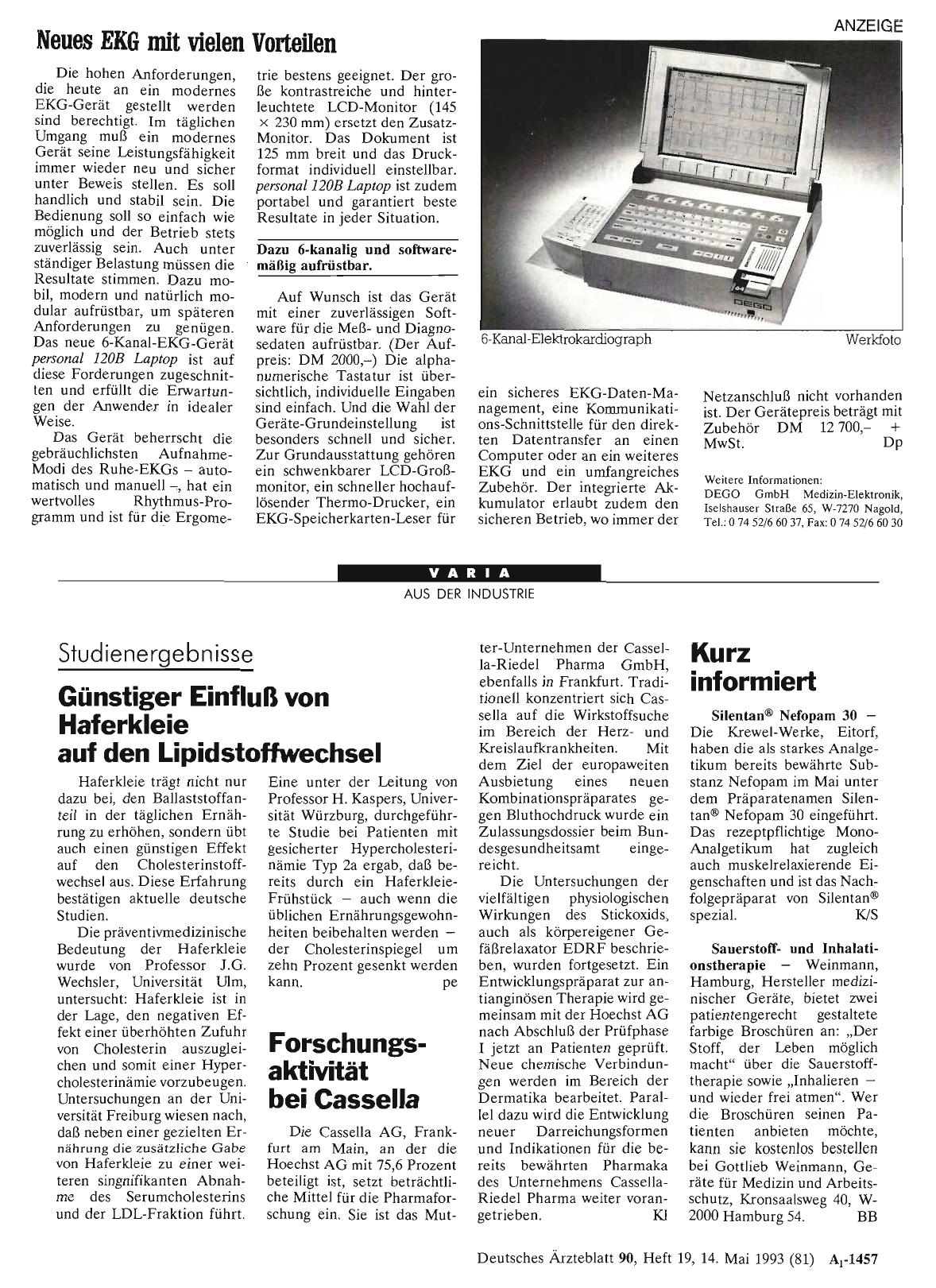Vorschauseite 1: Forschungsaktivität bei Cassella