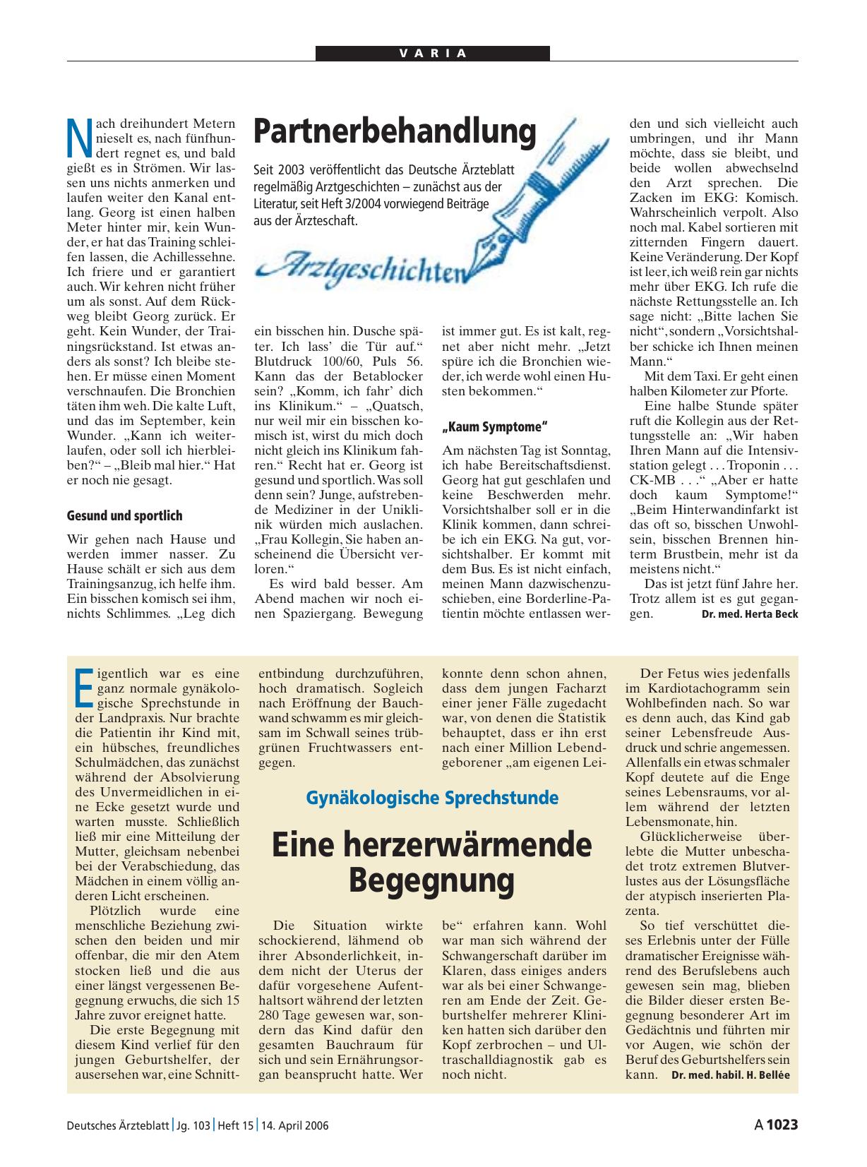 Vorschauseite 1: Gynäkologische Sprechstunde: Eine herzerwärmende Begegnung