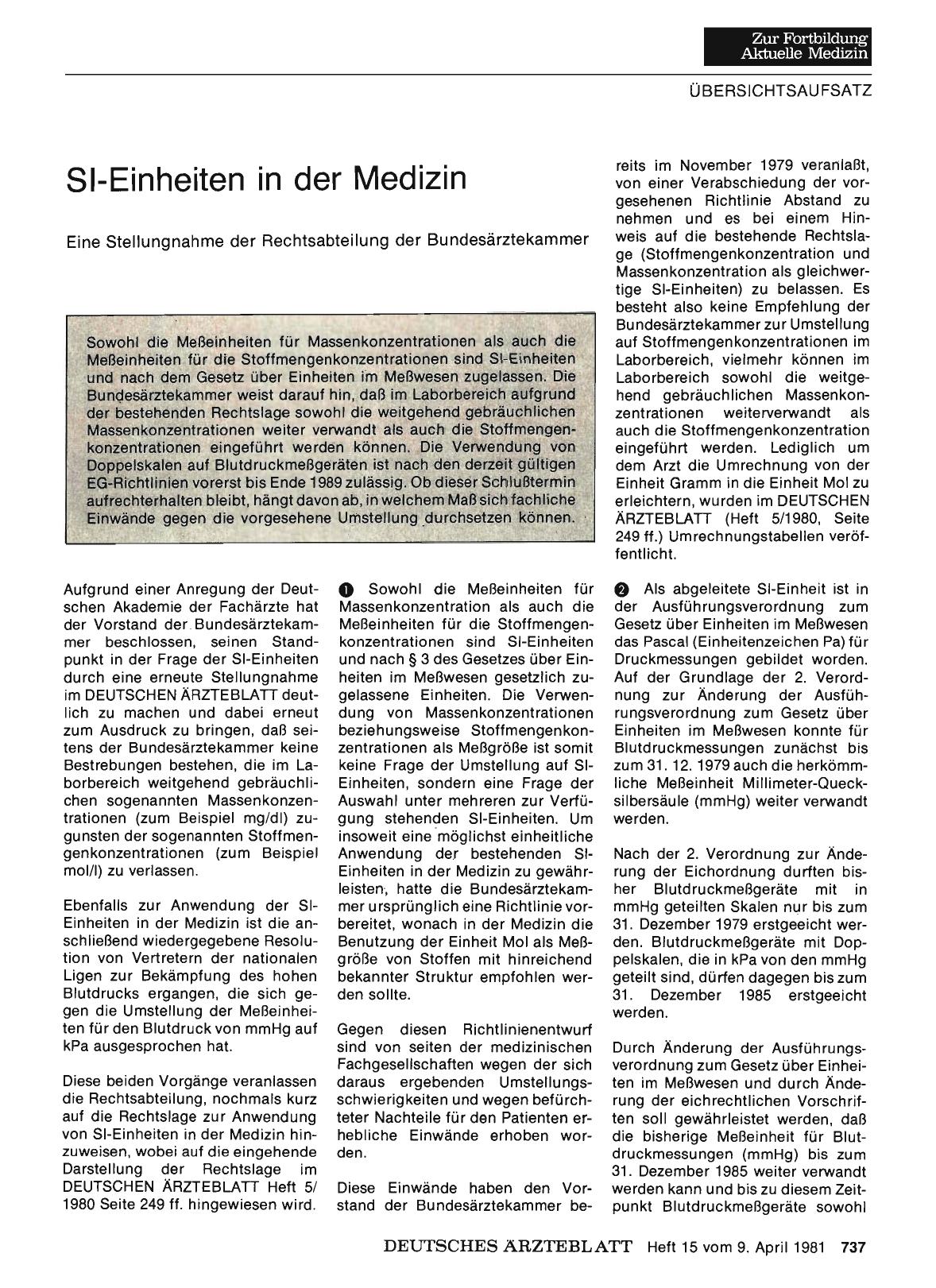 Vorschauseite 1: SI-Einheiten in der Medizin